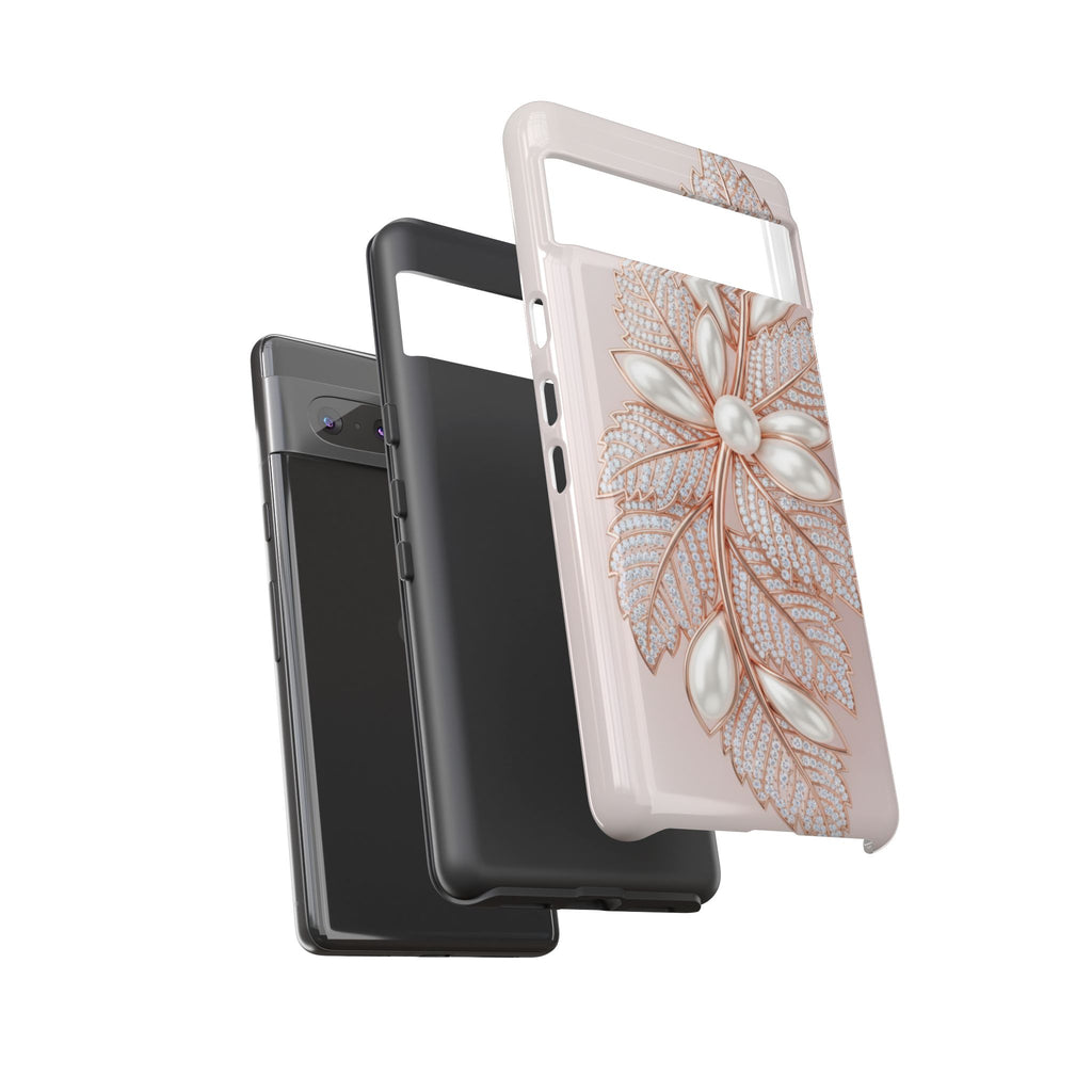 Rose Gold Pearl Leaf Tough Phone Case for Google Phone