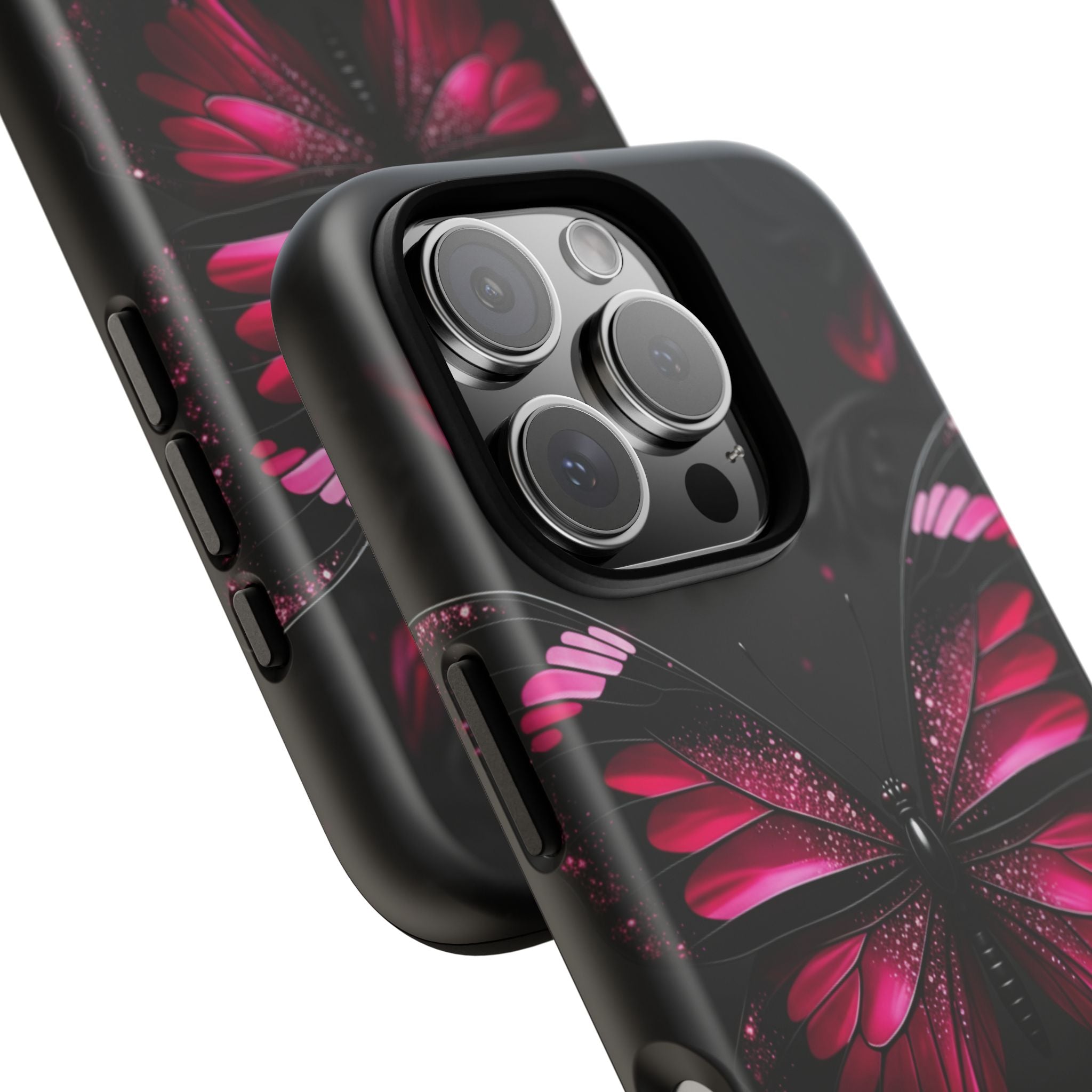 Pink Butterfly Tough Phone Case - Shockproof Protective iPhone Cover
