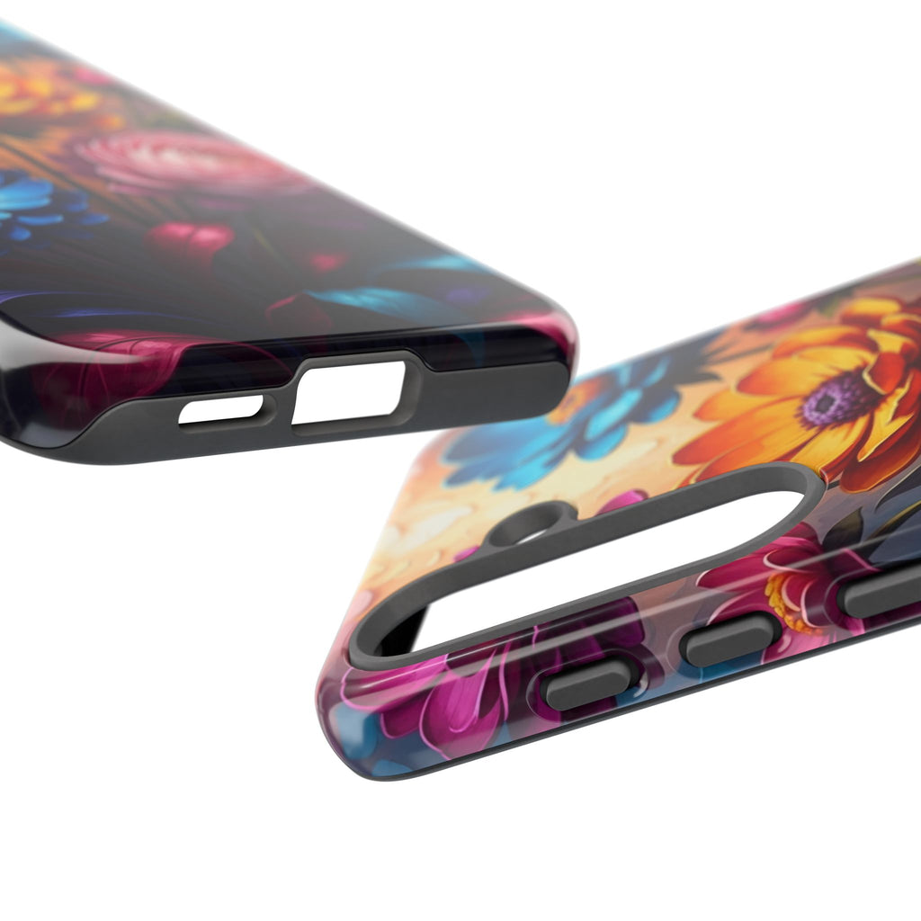 Floral Sunset Tough Phone Case — Vibrant Bloom Protective Cover