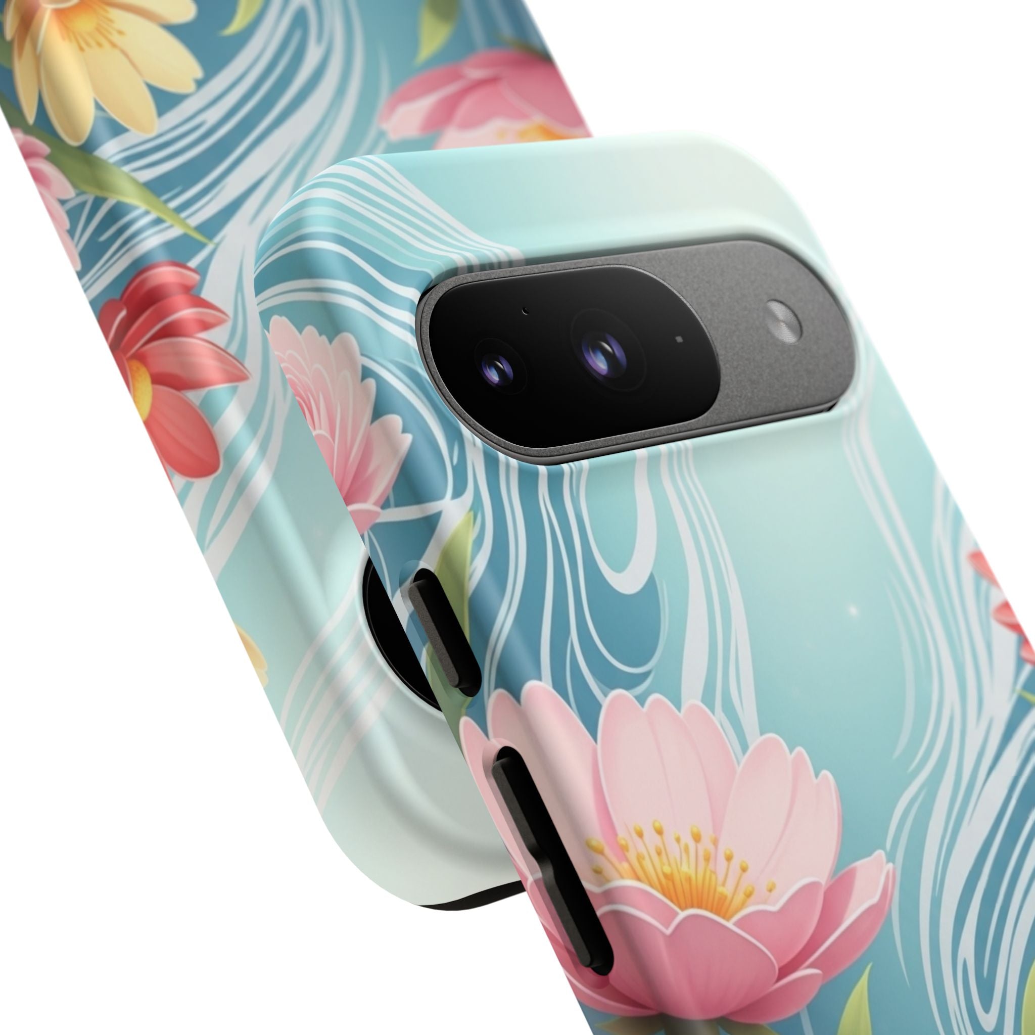 Floral Lotus Tough Phone Case — Watercolor Garden Protective Cover