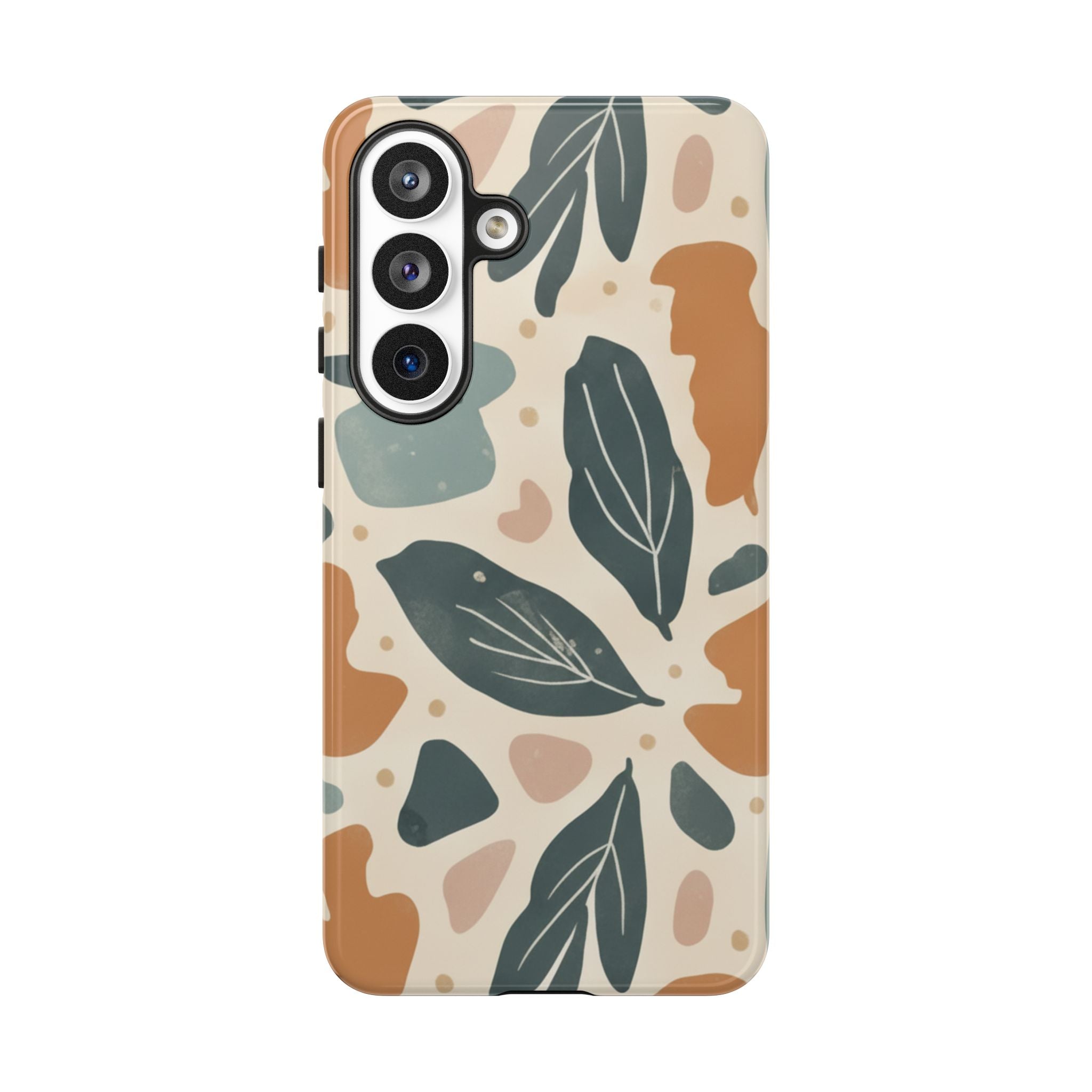 Floral Leaf Tough Phone Case — Abstract Earth-Tone Protection