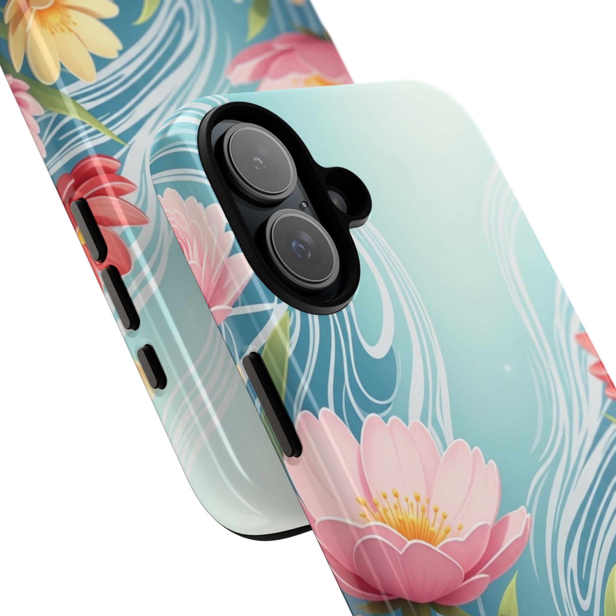 Floral Lotus Tough Phone Case — Watercolor Garden Protective Cover