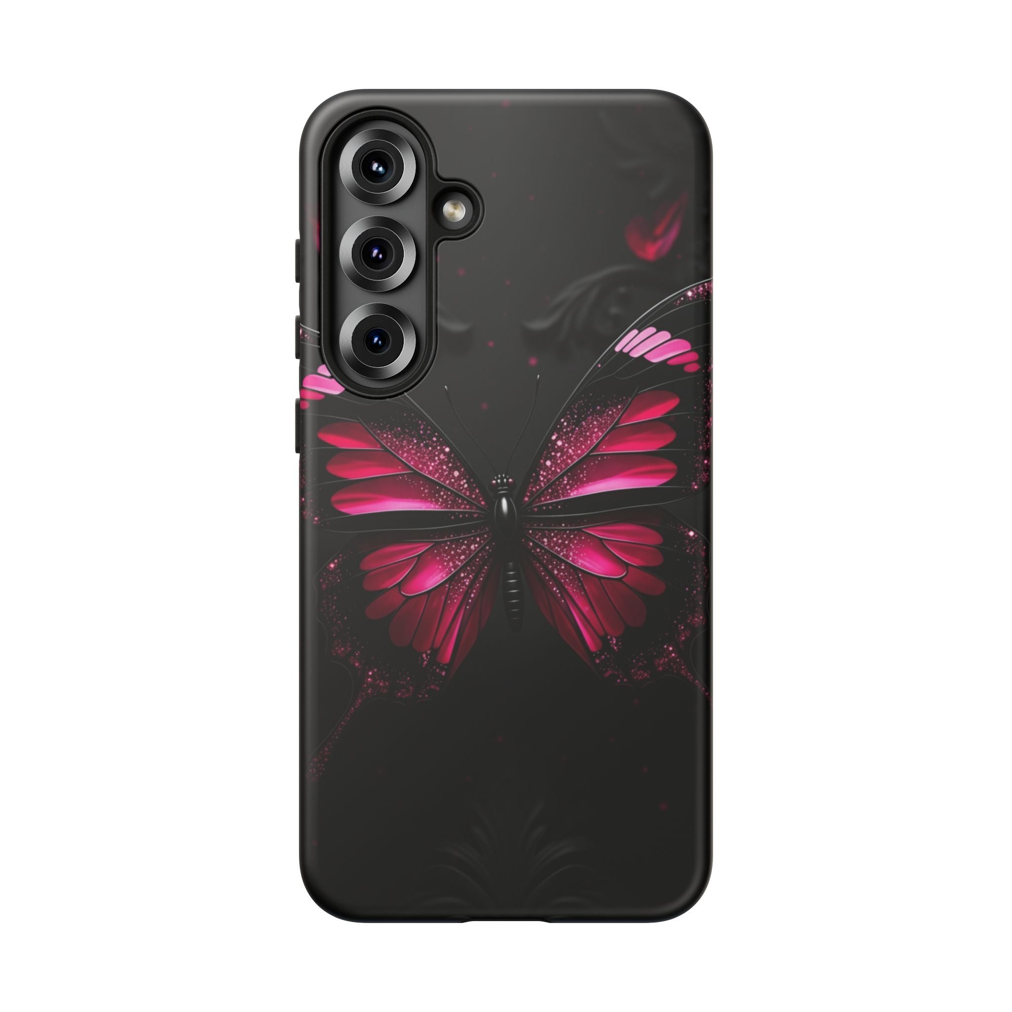 Pink Butterfly Tough Phone Case - Shockproof Protective iPhone Cover