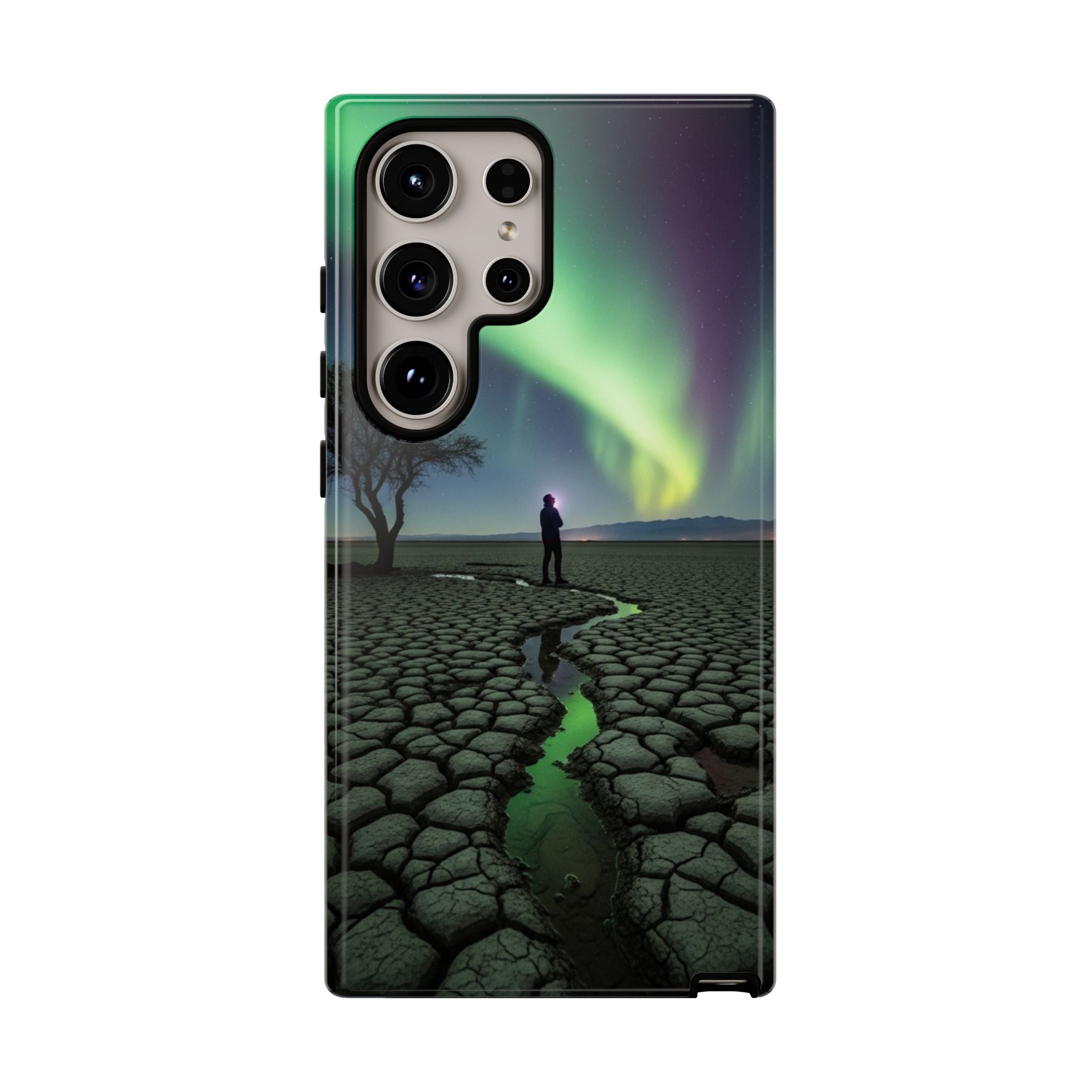 Aurora Night Sky Tough Phone Case — Northern Lights Landscape Protective Cover