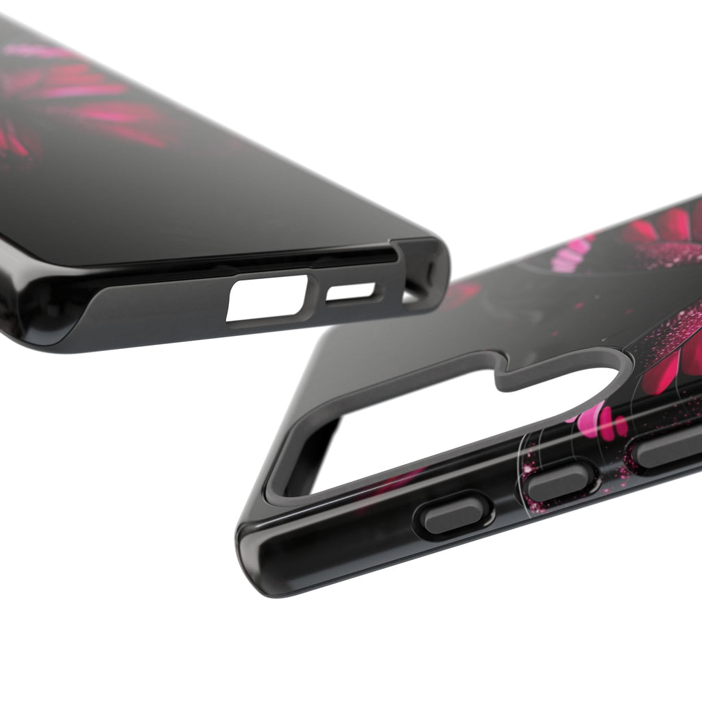 Pink Butterfly Tough Phone Case - Shockproof Protective iPhone Cover