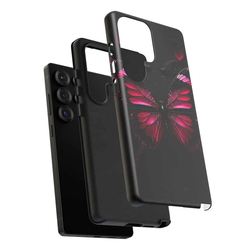 Pink Butterfly Tough Phone Case - Shockproof Protective iPhone Cover