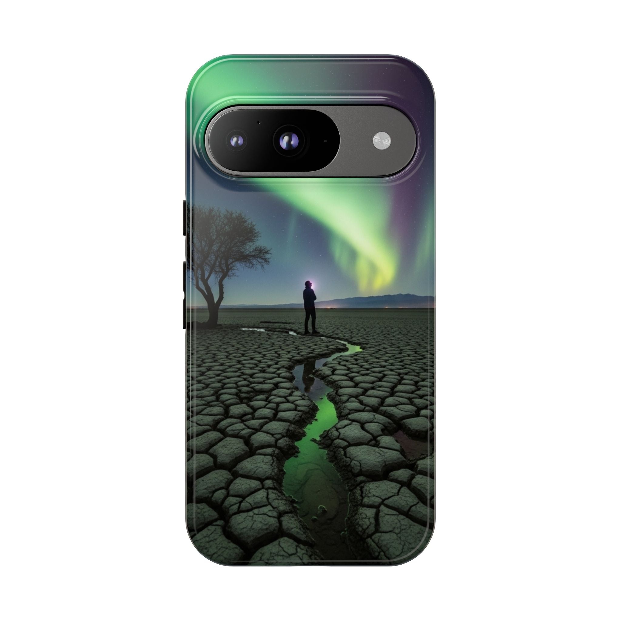 Aurora Night Sky Tough Phone Case — Northern Lights Landscape Protective Cover