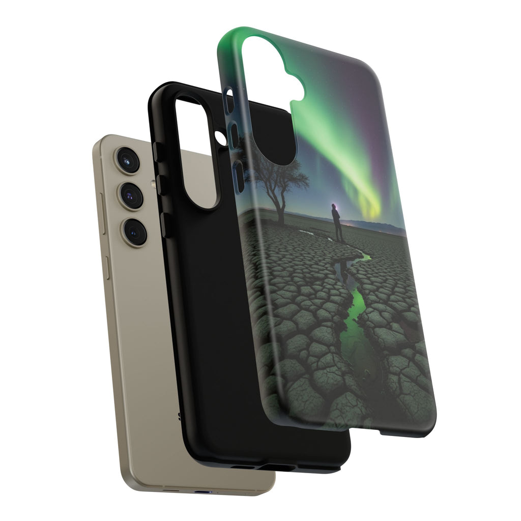Aurora Night Sky Tough Phone Case — Northern Lights Landscape Protective Cover