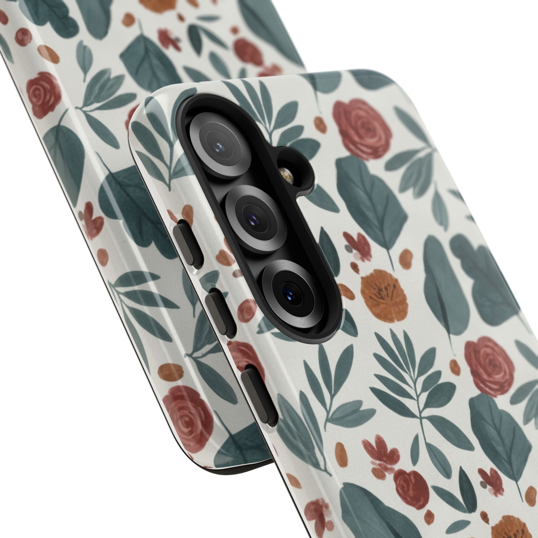 Floral Leaf Pattern Tough Phone Case — Protective Botanical iPhone Cover