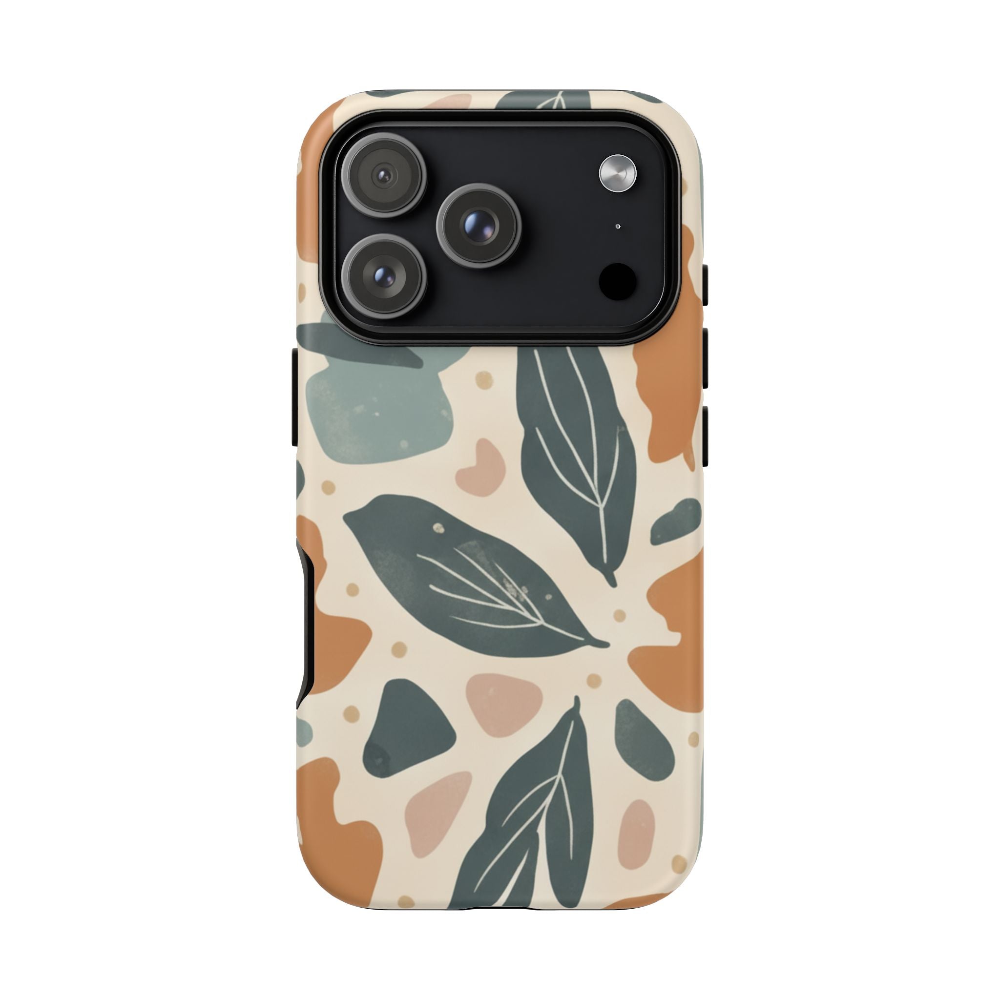 Floral Leaf Tough Phone Case — Abstract Earth-Tone Protection