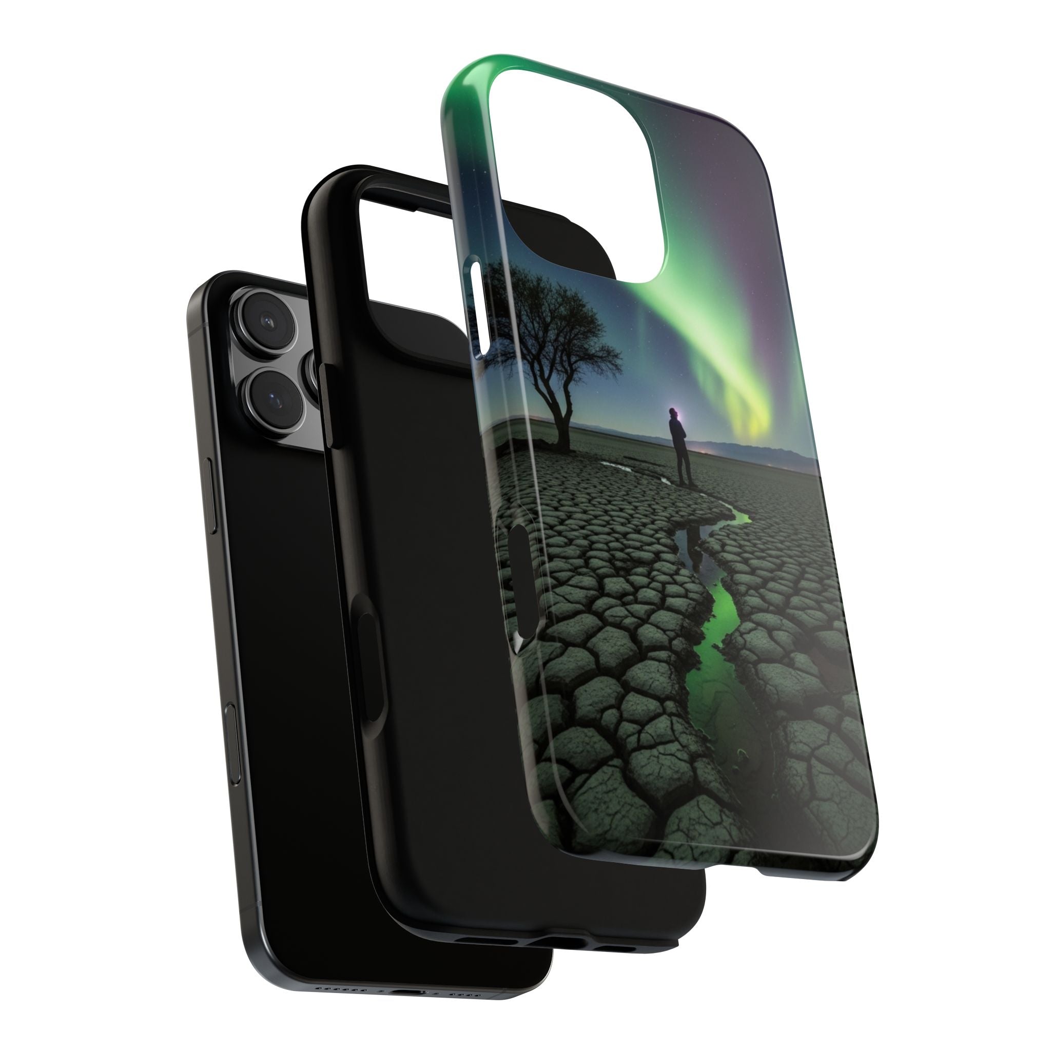 Aurora Night Sky Tough Phone Case — Northern Lights Landscape Protective Cover