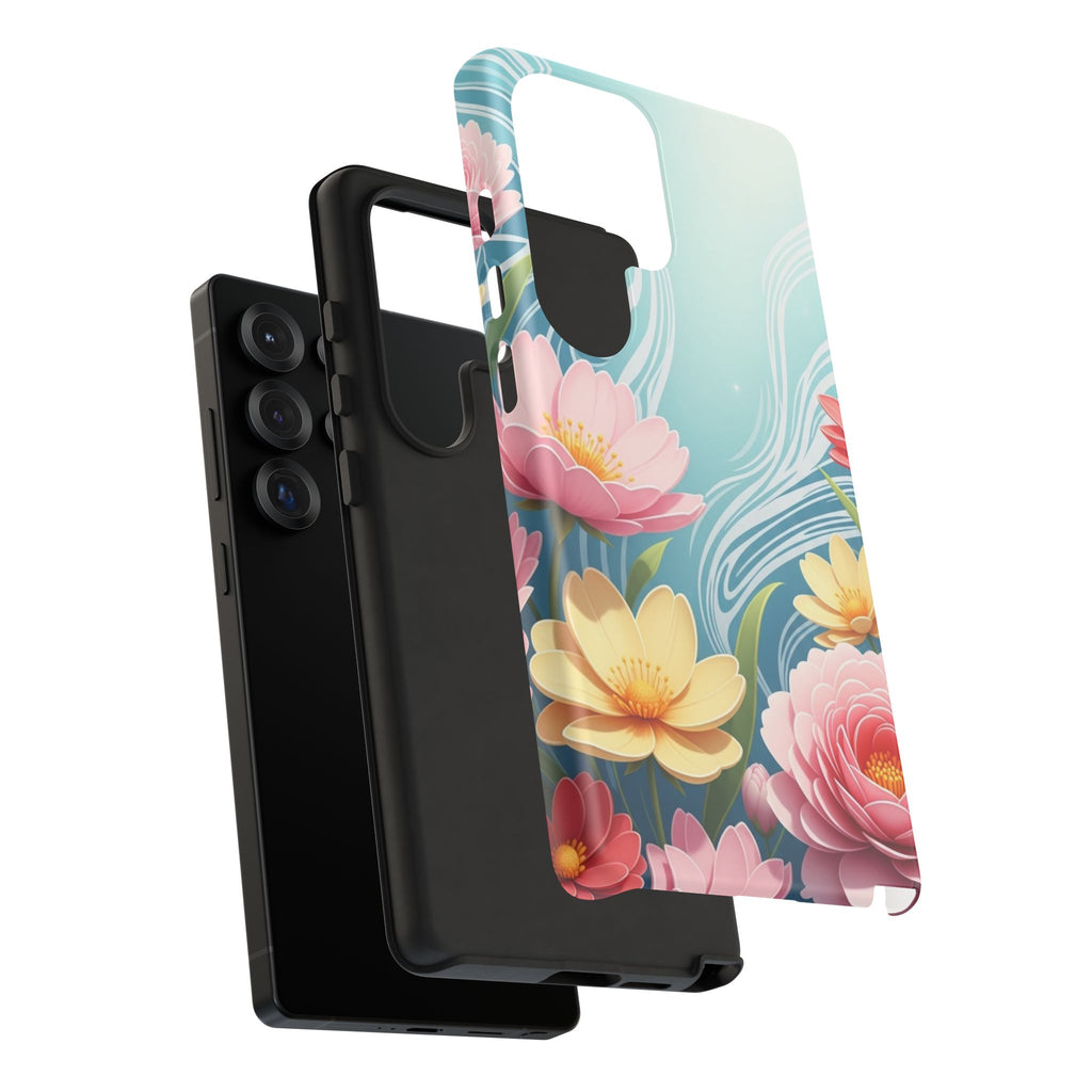 Floral Lotus Tough Phone Case — Watercolor Garden Protective Cover