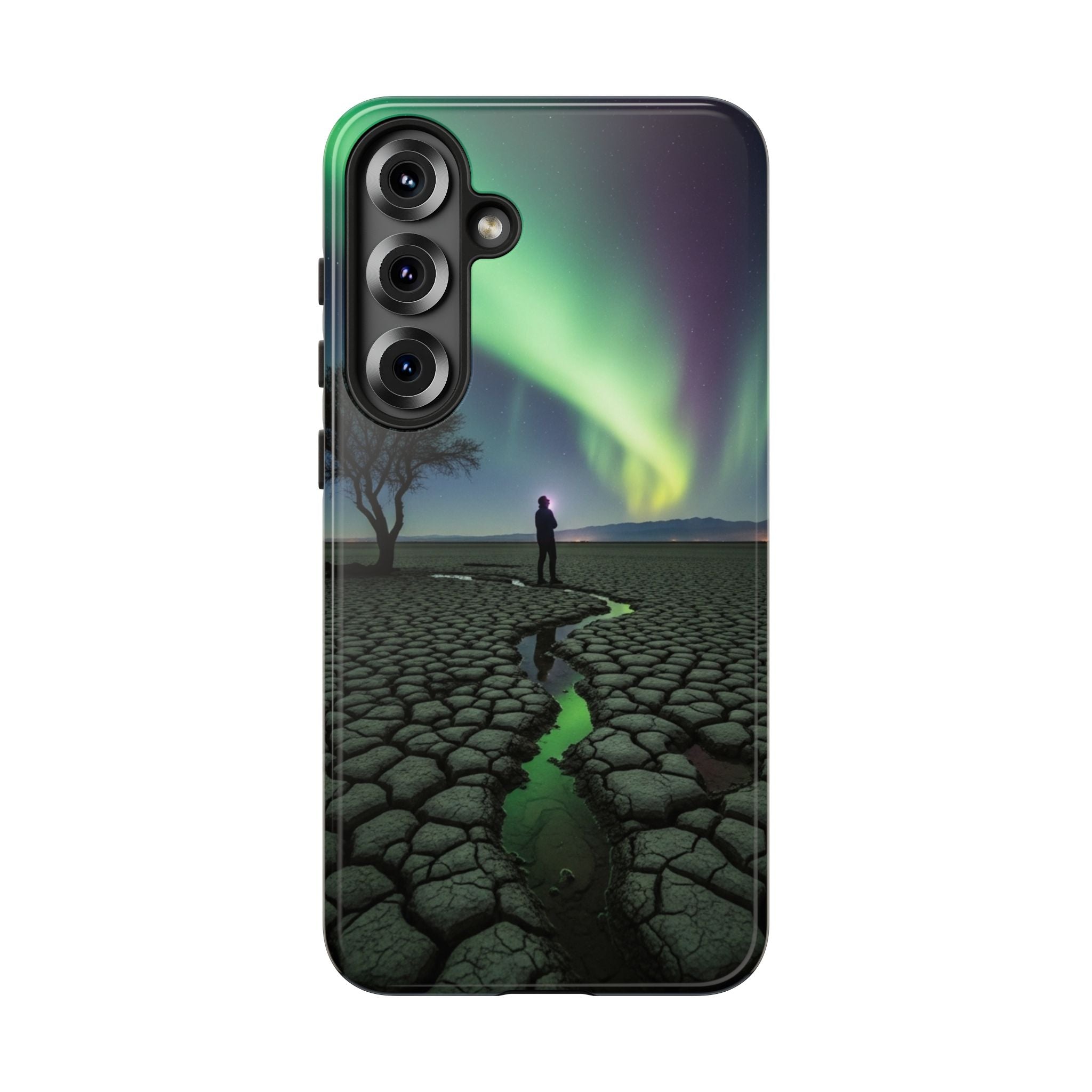 Aurora Night Sky Tough Phone Case — Northern Lights Landscape Protective Cover