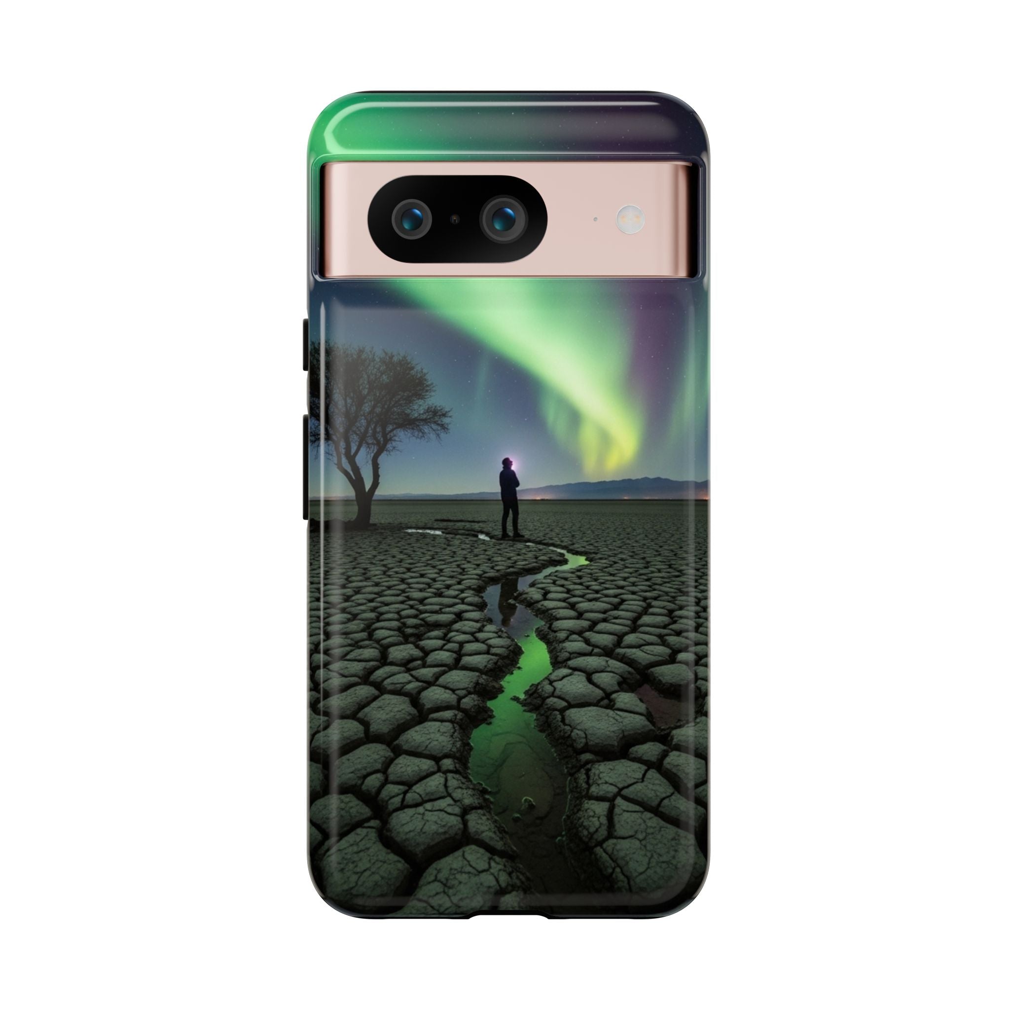 Aurora Night Sky Tough Phone Case — Northern Lights Landscape Protective Cover