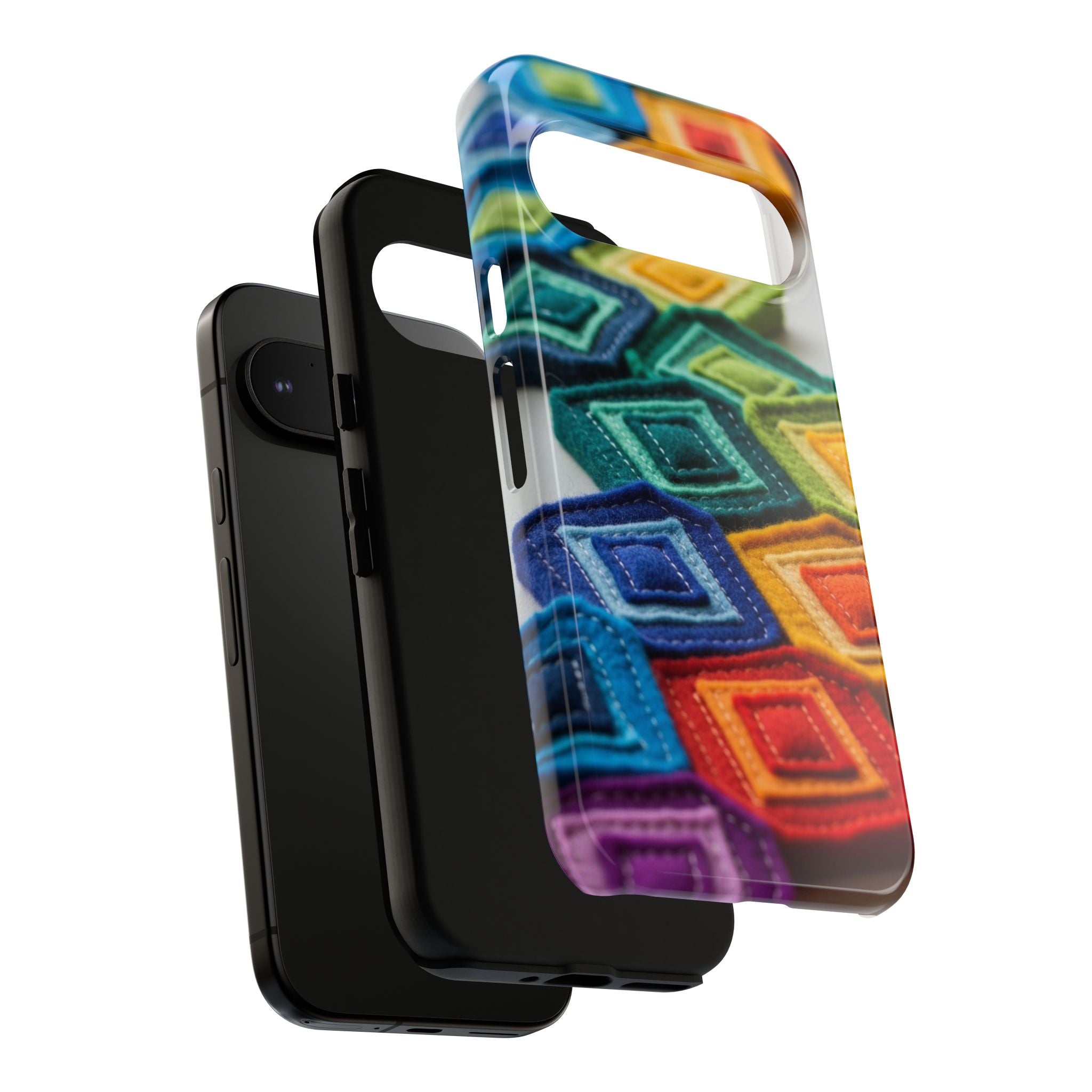 Colorful Geometric Quilt Pattern Phone Case – Bright Rainbow Diamond Tough Case
