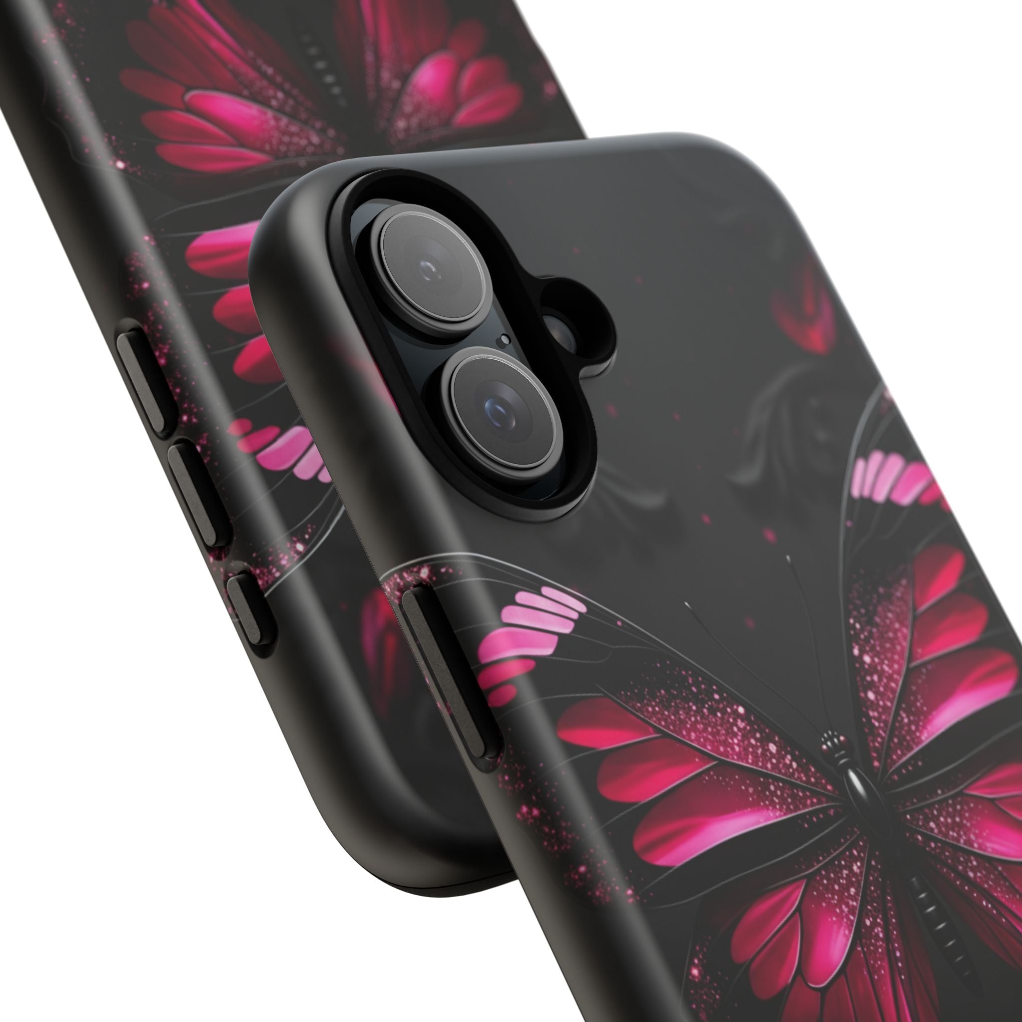 Pink Butterfly Tough Phone Case - Shockproof Protective iPhone Cover