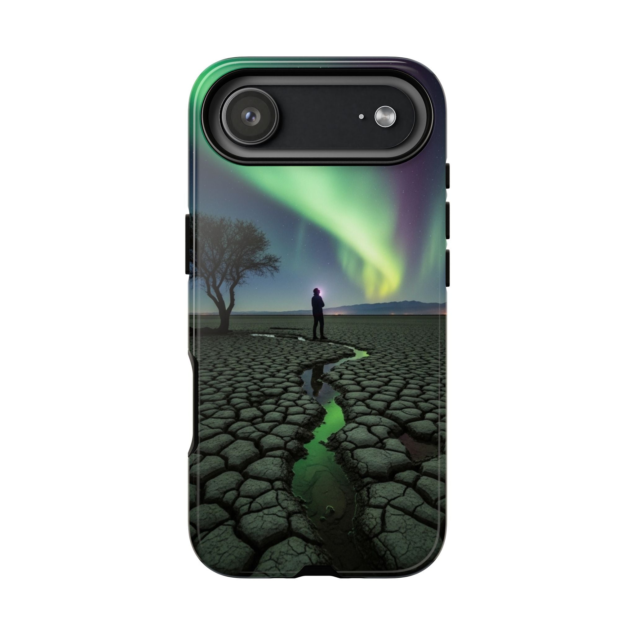 Aurora Night Sky Tough Phone Case — Northern Lights Landscape Protective Cover