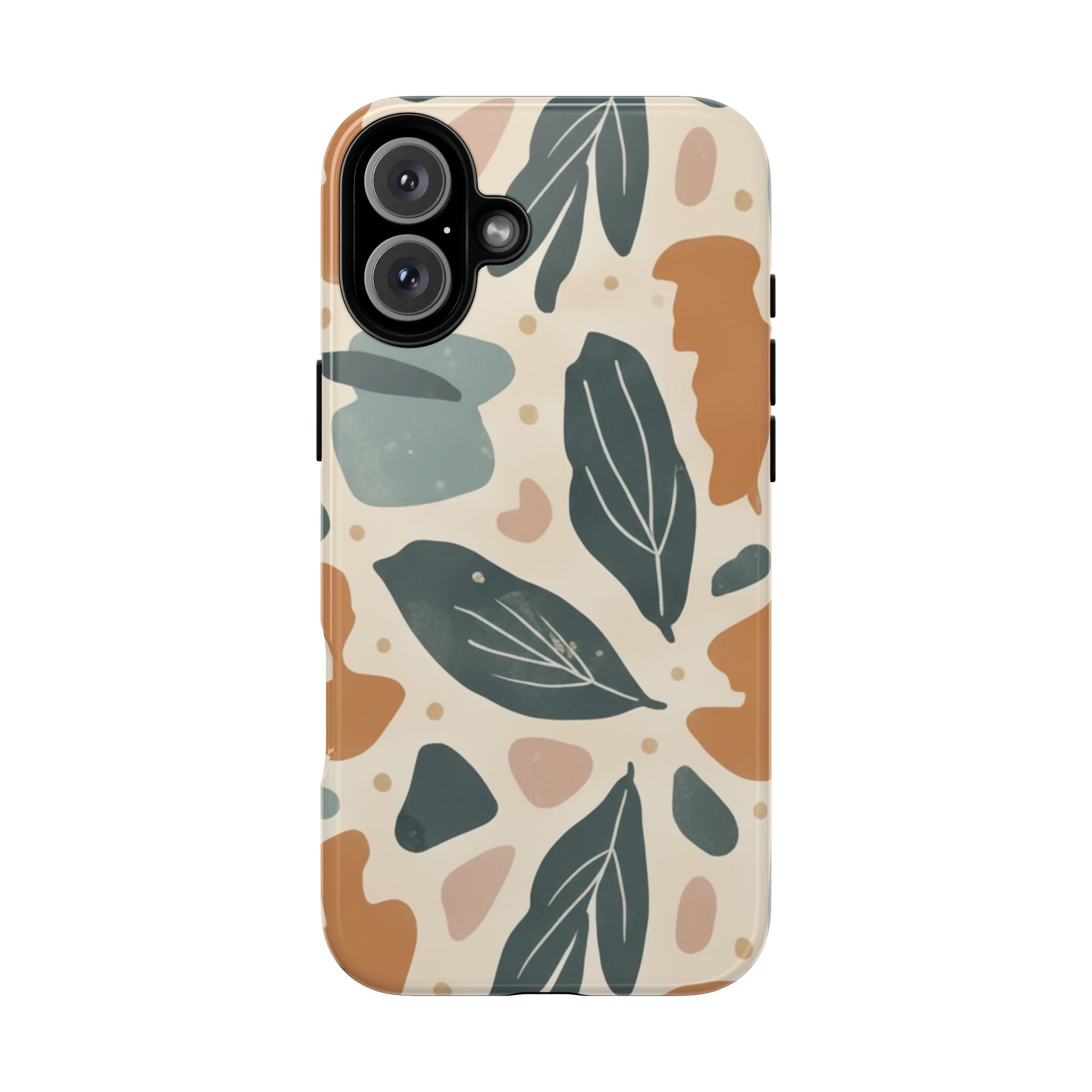 Floral Leaf Tough Phone Case — Abstract Earth-Tone Protection