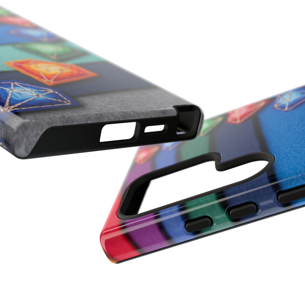 Colorful Gem Stripe Phone Case — Rainbow Diamond Pattern Tough Case