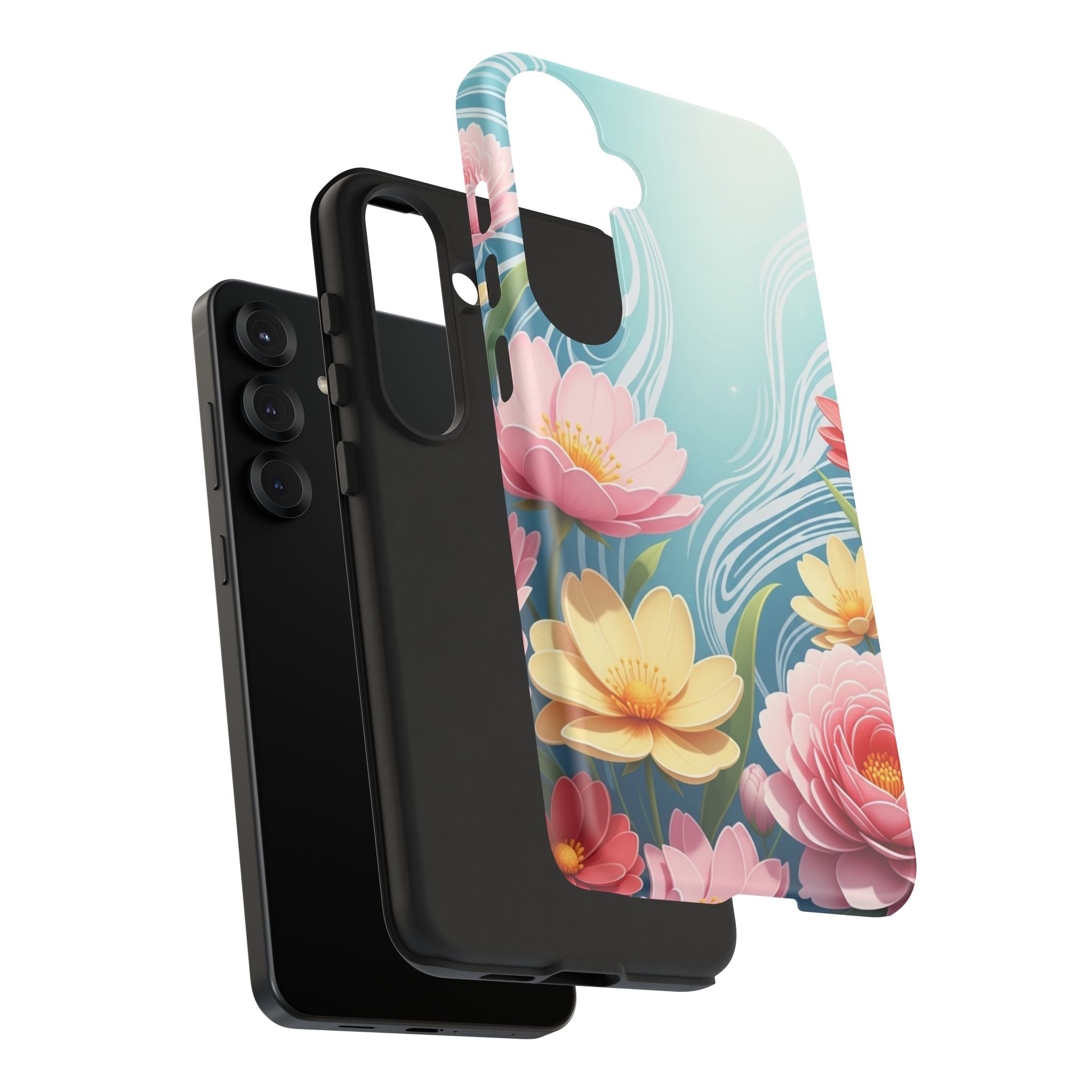 Floral Lotus Tough Phone Case — Watercolor Garden Protective Cover