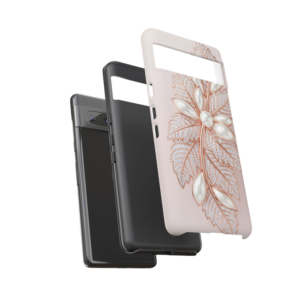 Rose Gold Pearl Leaf Tough Phone Case for Google Phone