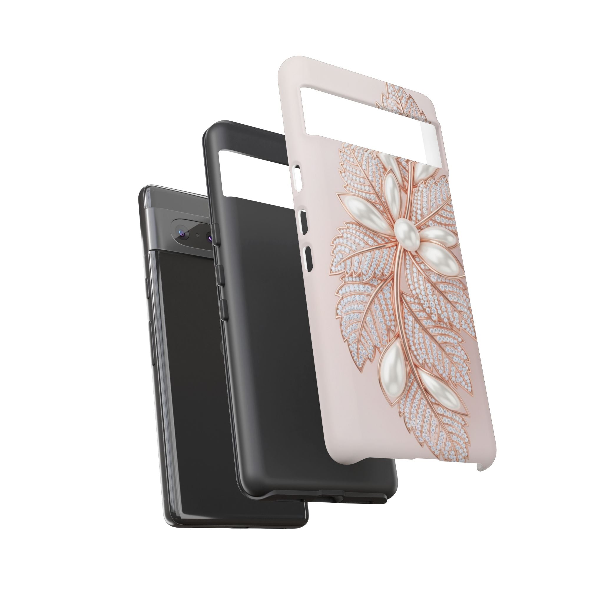 Rose Gold Pearl Leaf Tough Phone Case for Google Phone