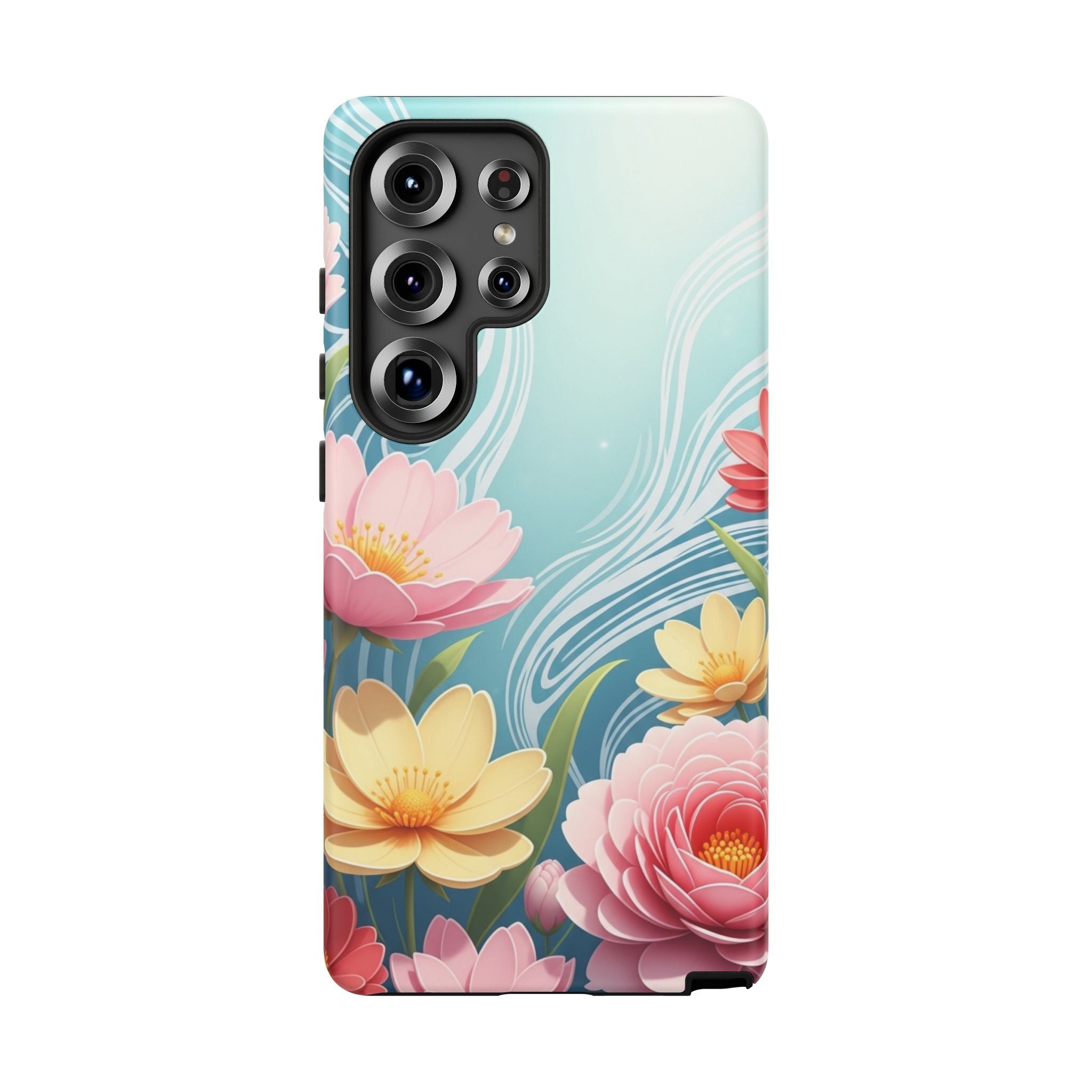 Floral Lotus Tough Phone Case — Watercolor Garden Protective Cover