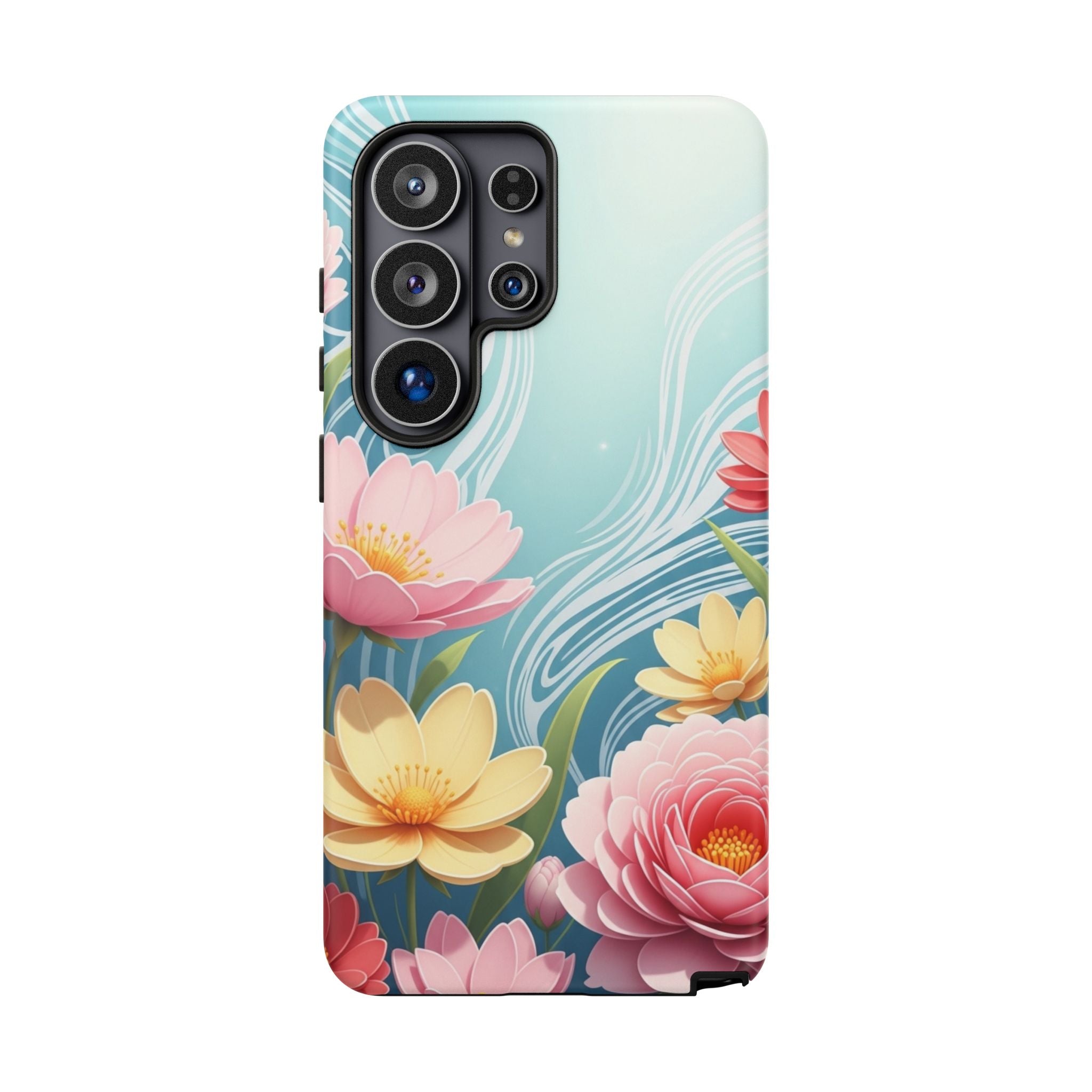 Floral Lotus Tough Phone Case — Watercolor Garden Protective Cover