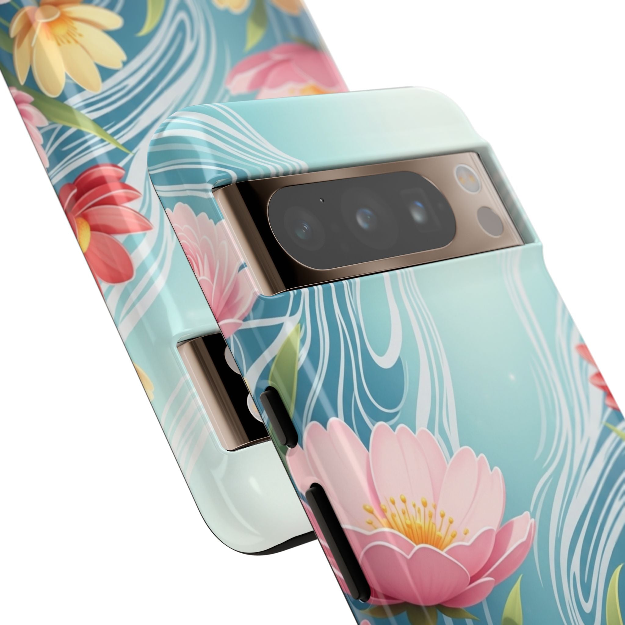 Floral Lotus Tough Phone Case — Watercolor Garden Protective Cover