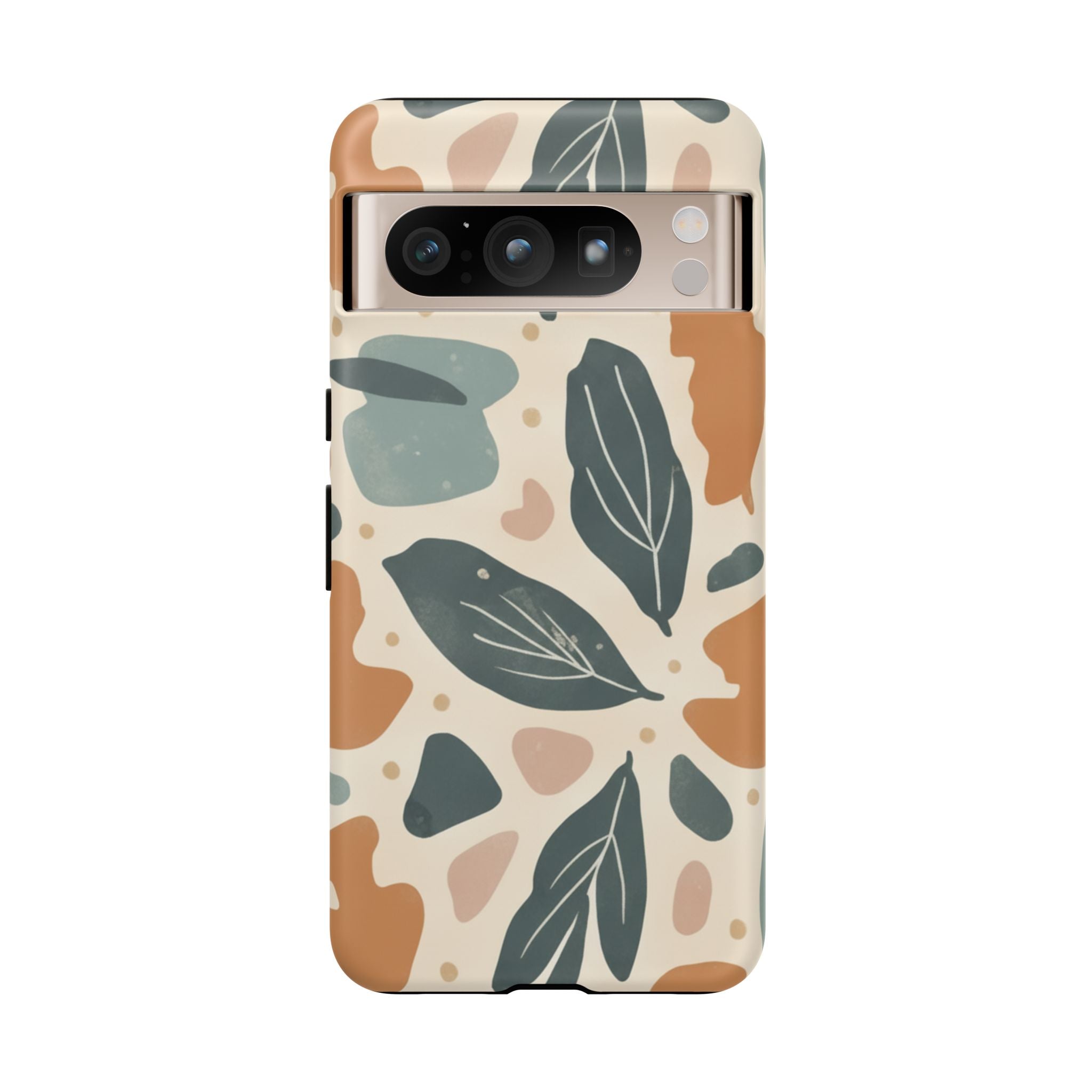 Floral Leaf Tough Phone Case — Abstract Earth-Tone Protection