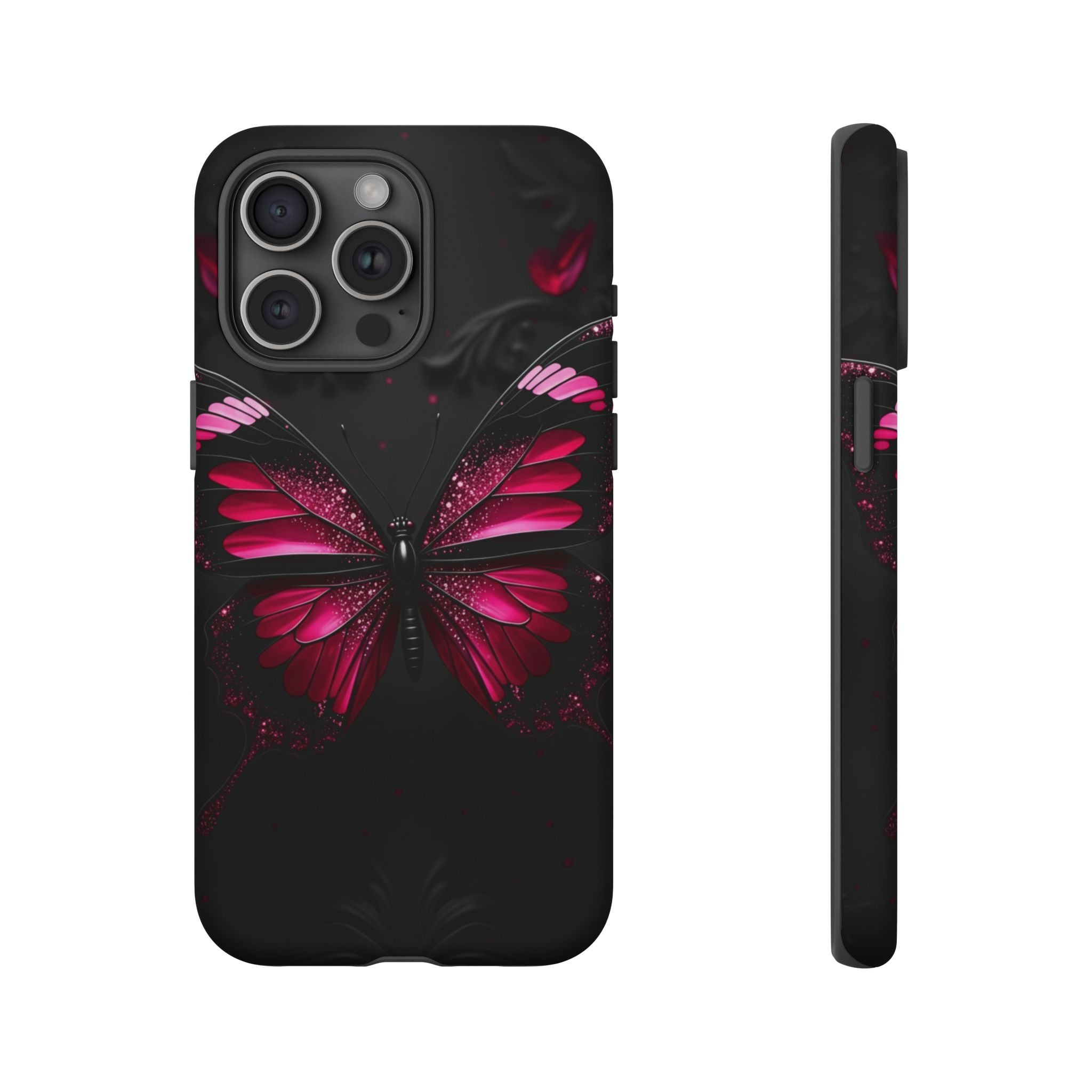 Pink Butterfly Tough Phone Case - Shockproof Protective iPhone Cover