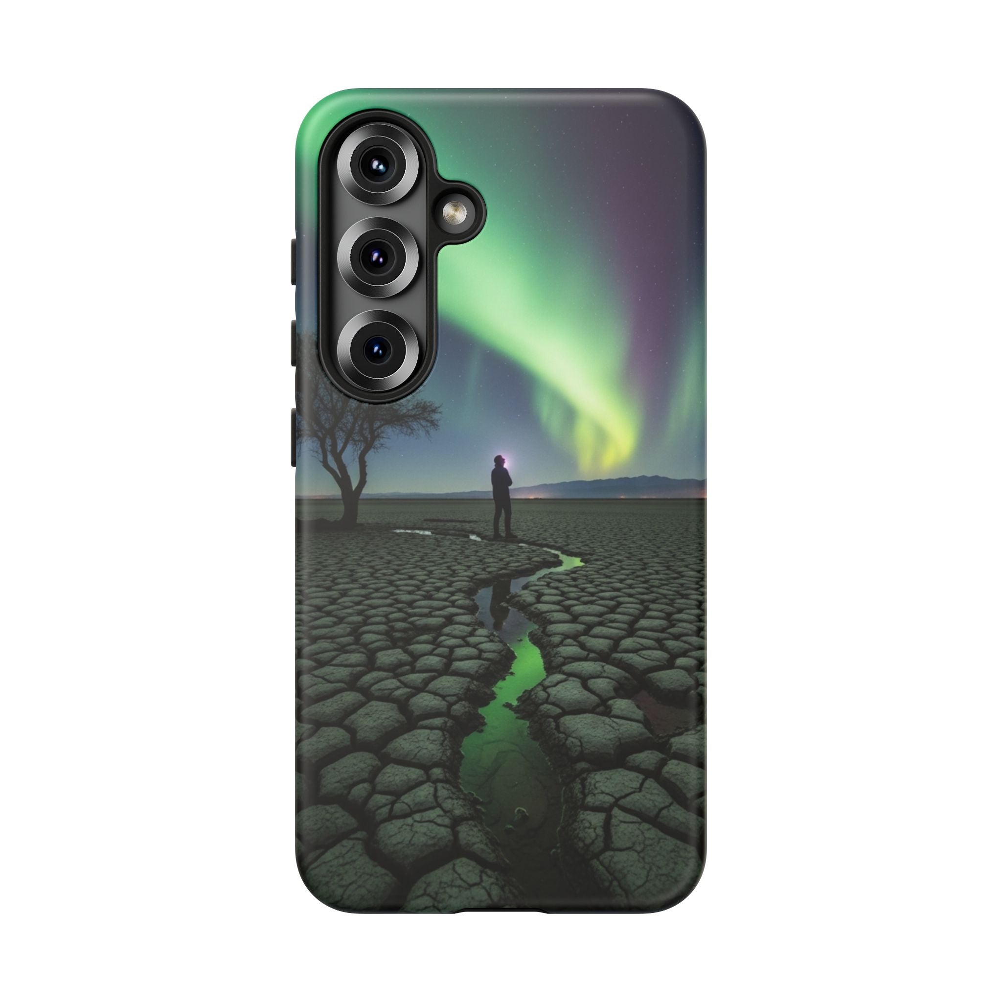 Aurora Night Sky Tough Phone Case — Northern Lights Landscape Protective Cover