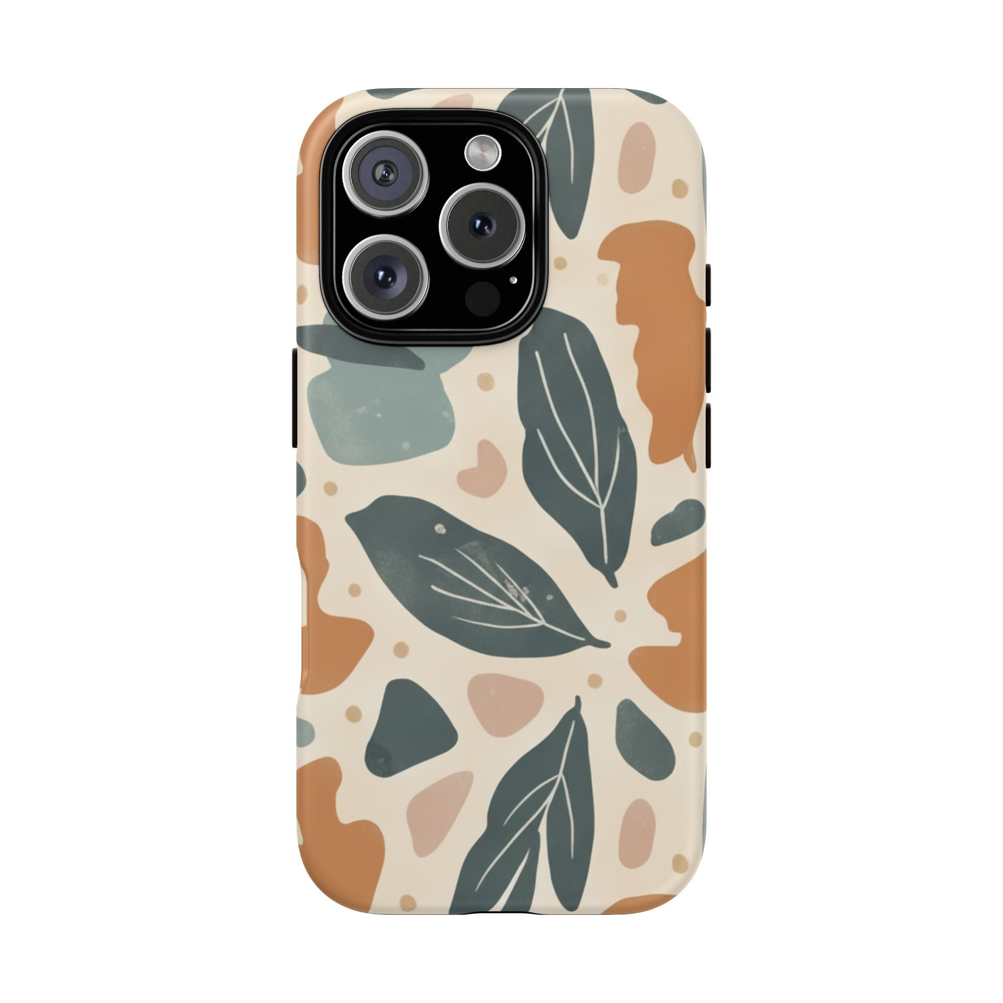 Floral Leaf Tough Phone Case — Abstract Earth-Tone Protection