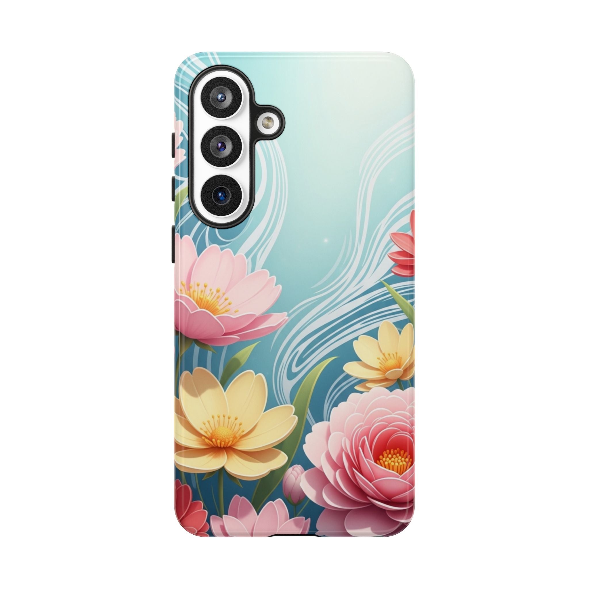 Floral Lotus Tough Phone Case — Watercolor Garden Protective Cover