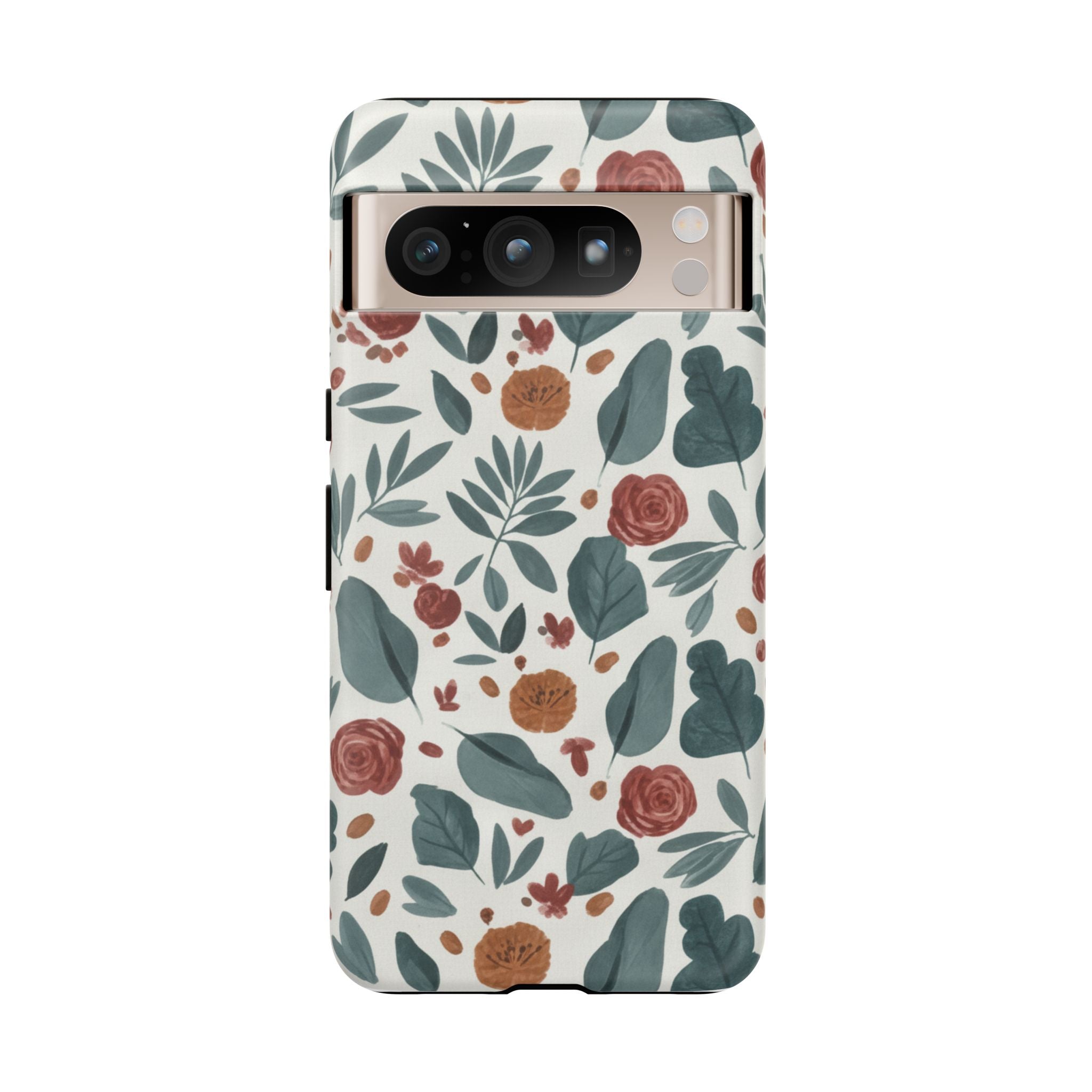 Floral Leaf Pattern Tough Phone Case — Protective Botanical iPhone Cover