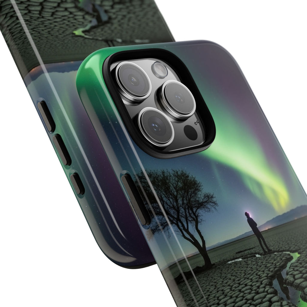 Aurora Night Sky Tough Phone Case — Northern Lights Landscape Protective Cover