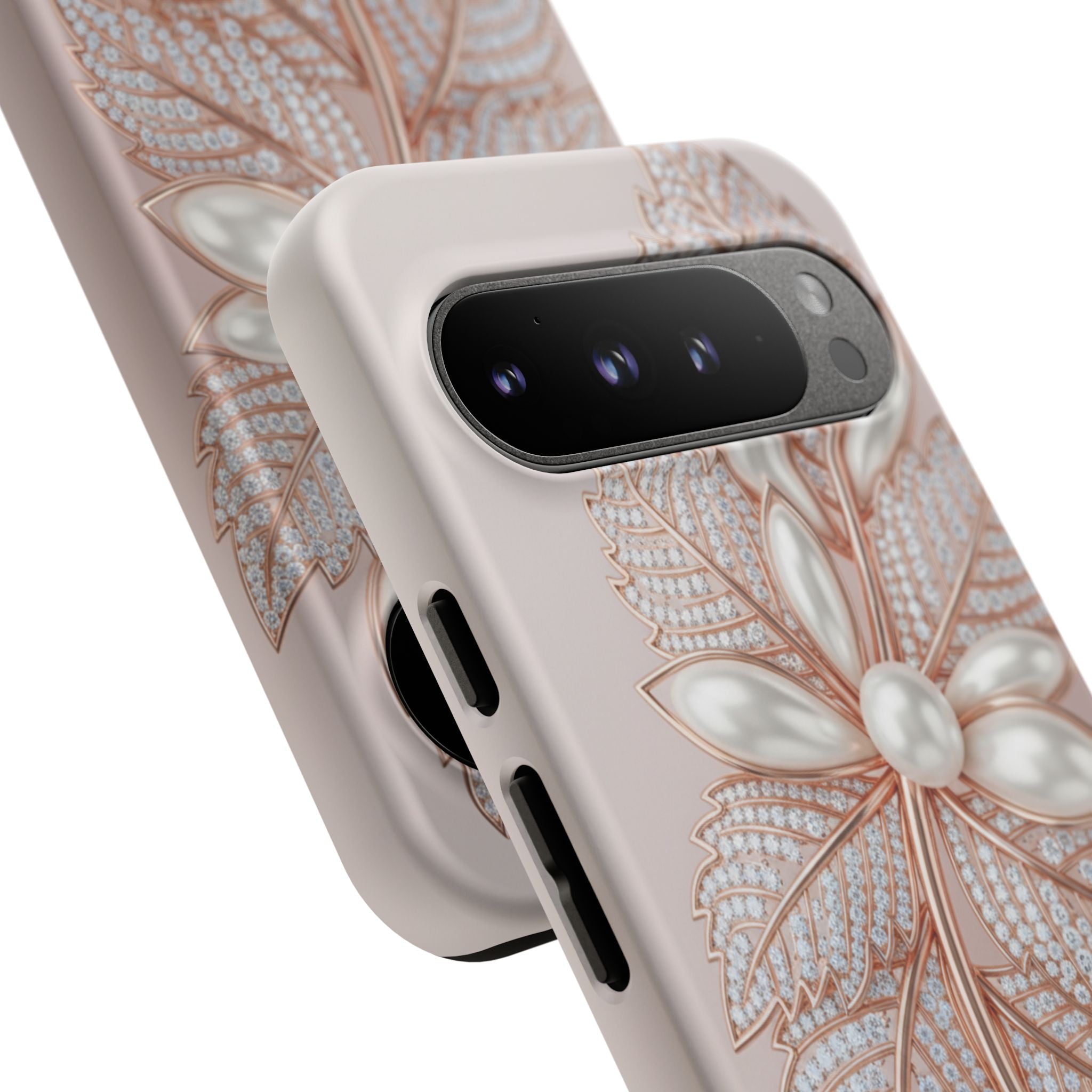 Rose Gold Pearl Leaf Tough Phone Case for Google Phone