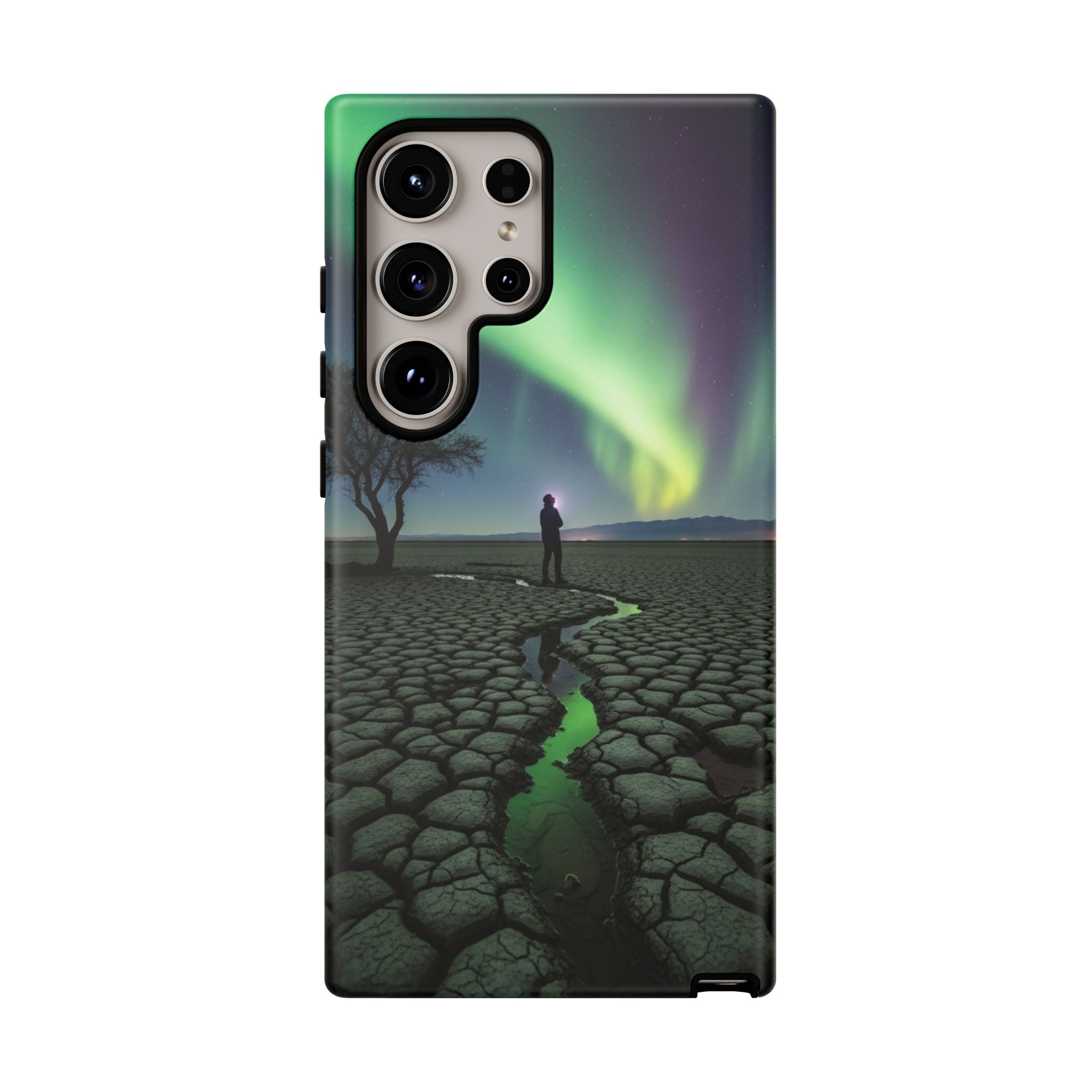 Aurora Night Sky Tough Phone Case — Northern Lights Landscape Protective Cover