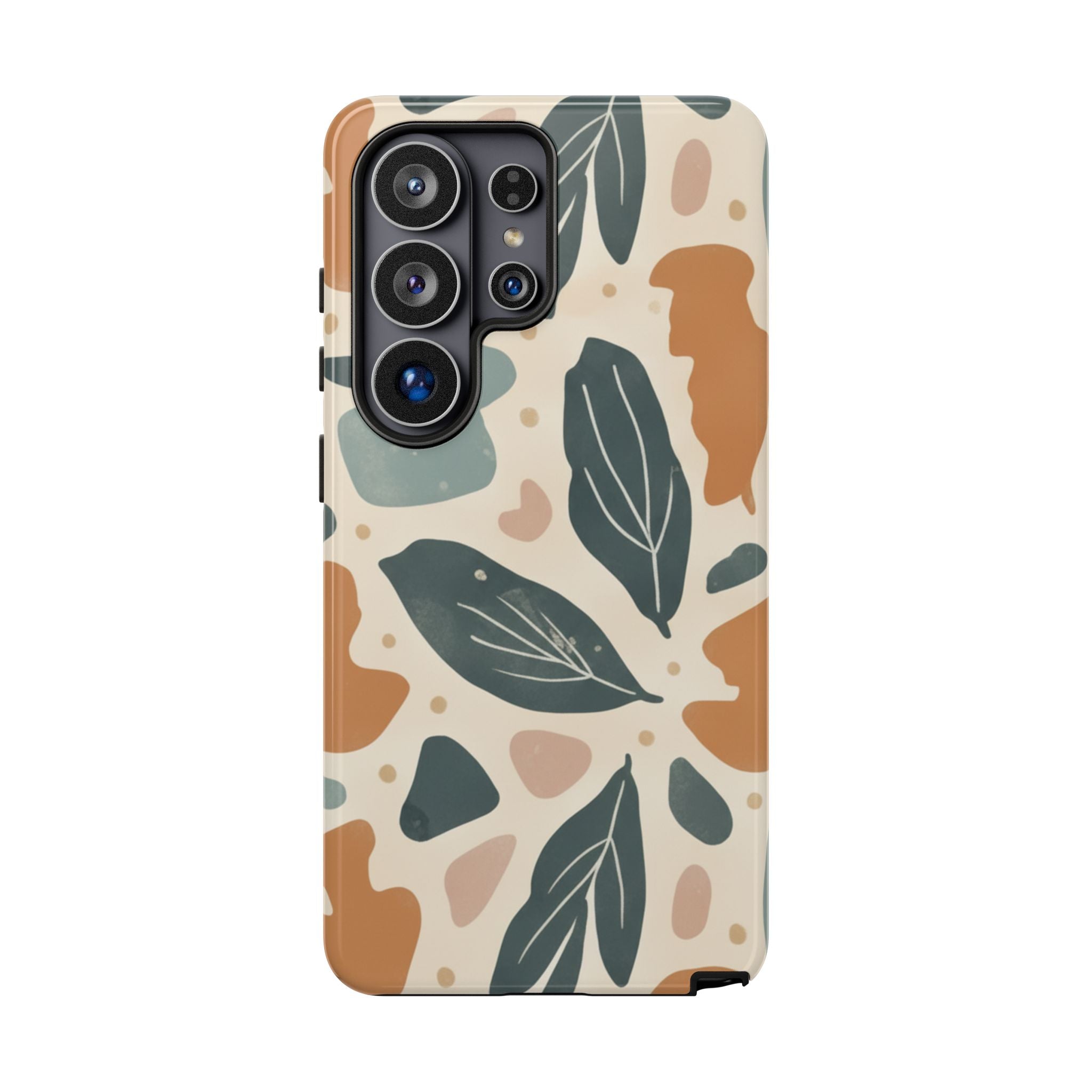 Floral Leaf Tough Phone Case — Abstract Earth-Tone Protection