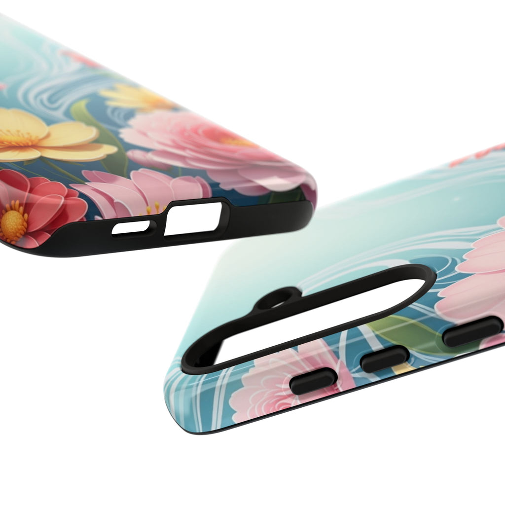 Floral Lotus Tough Phone Case — Watercolor Garden Protective Cover
