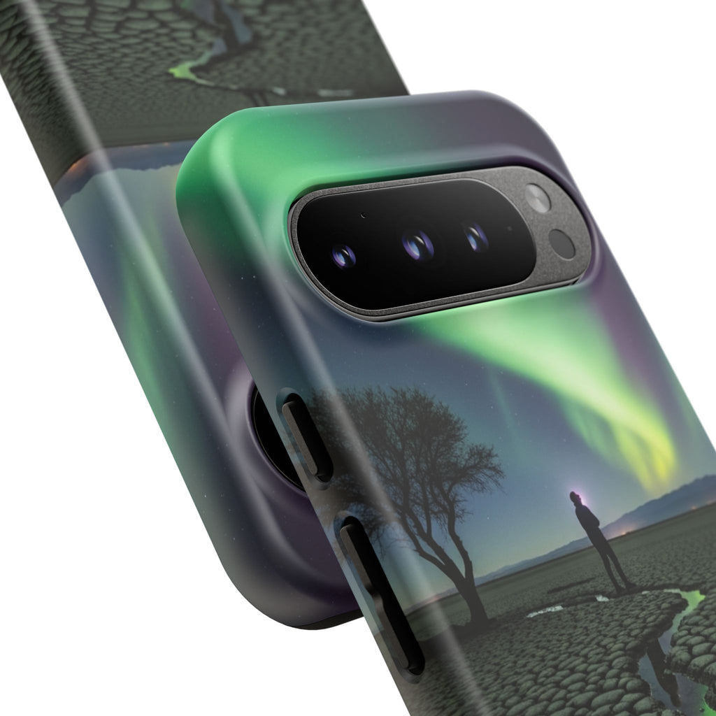 Aurora Night Sky Tough Phone Case — Northern Lights Landscape Protective Cover