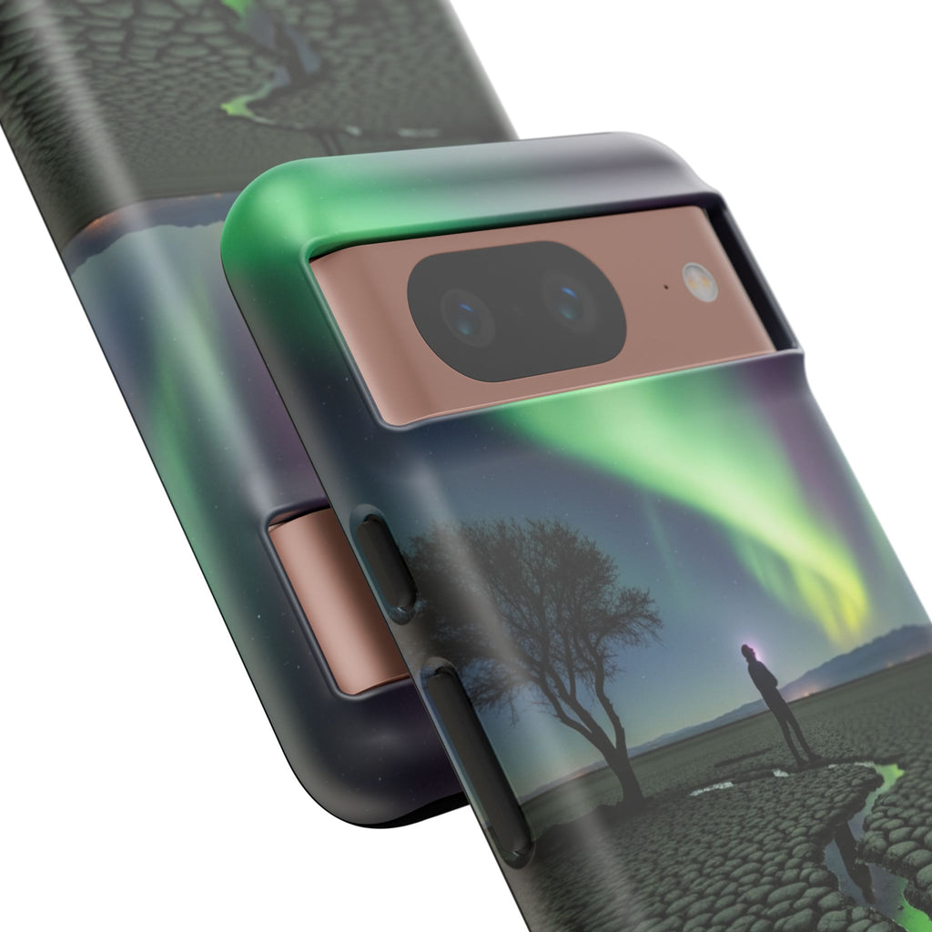 Aurora Night Sky Tough Phone Case — Northern Lights Landscape Protective Cover