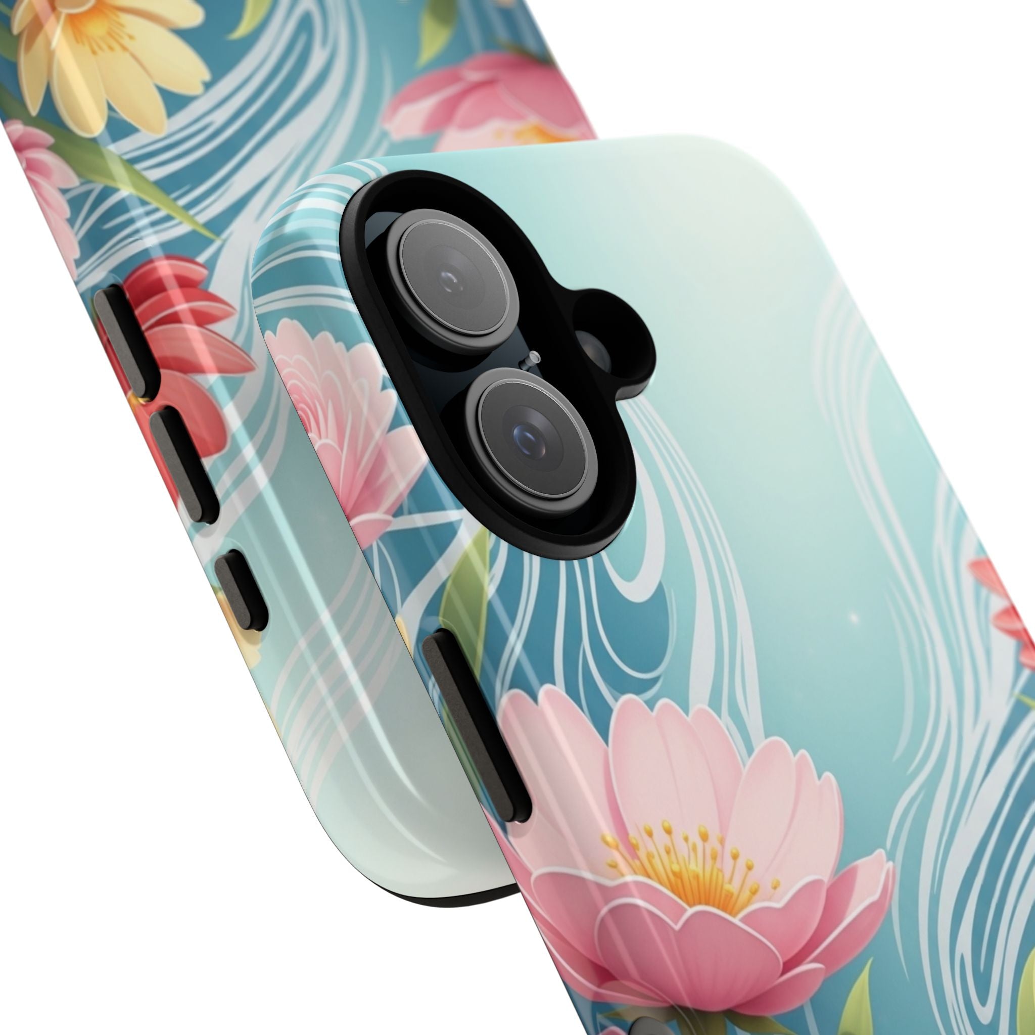 Floral Lotus Tough Phone Case — Watercolor Garden Protective Cover