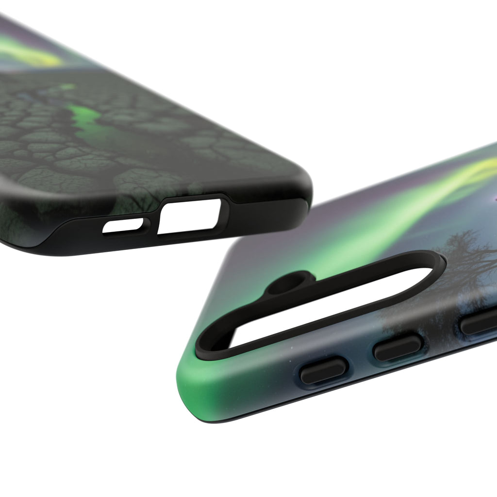 Aurora Night Sky Tough Phone Case — Northern Lights Landscape Protective Cover
