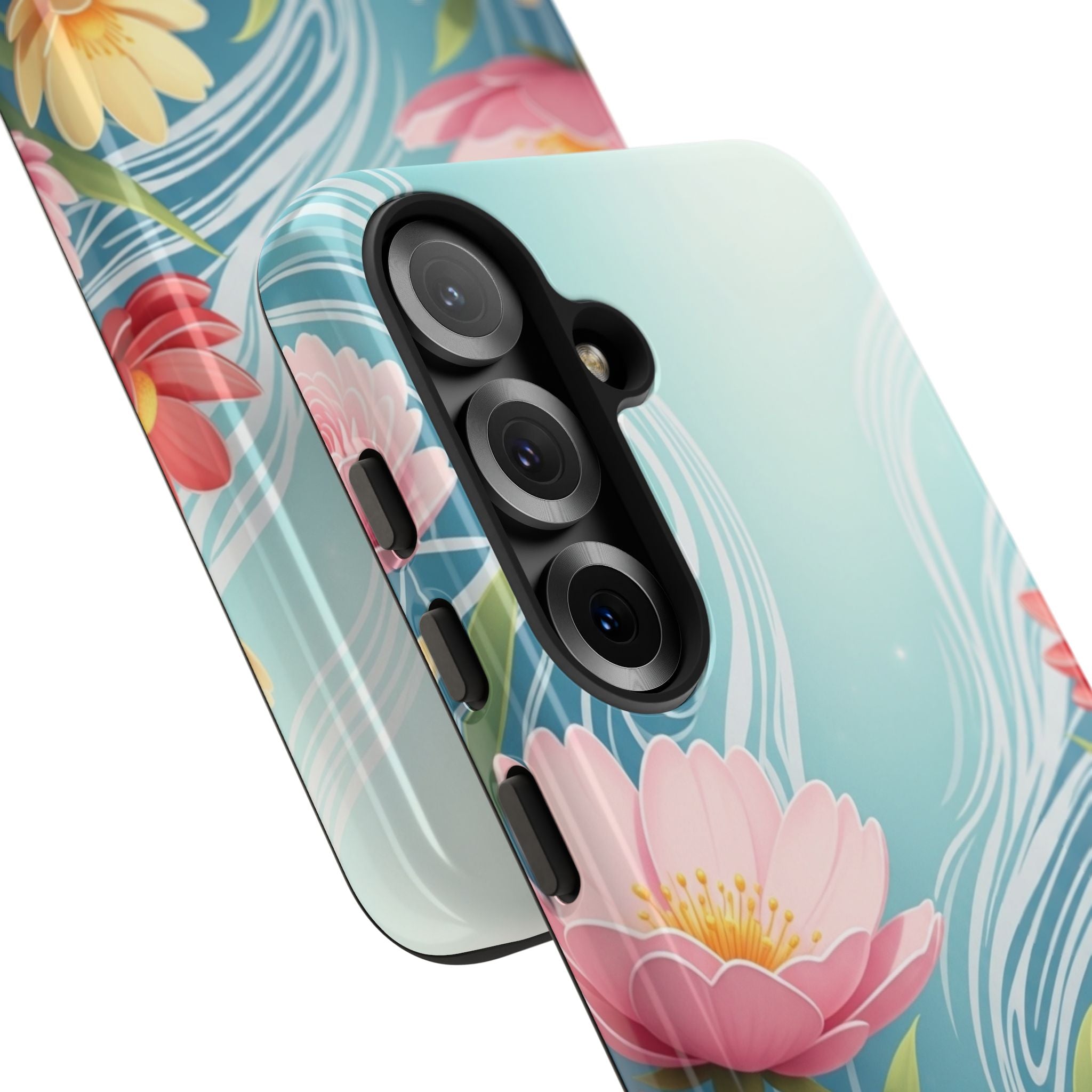 Floral Lotus Tough Phone Case — Watercolor Garden Protective Cover