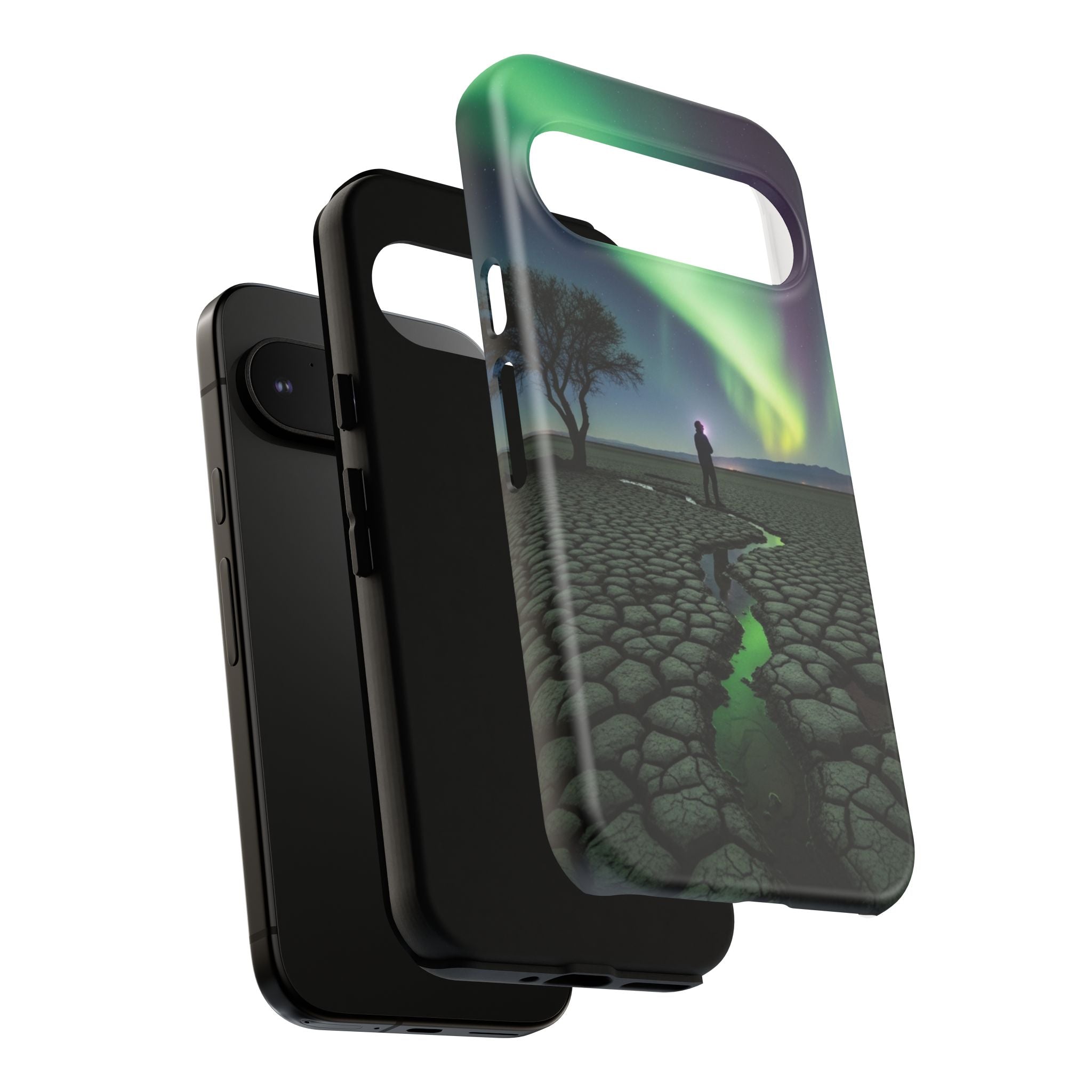 Aurora Night Sky Tough Phone Case — Northern Lights Landscape Protective Cover