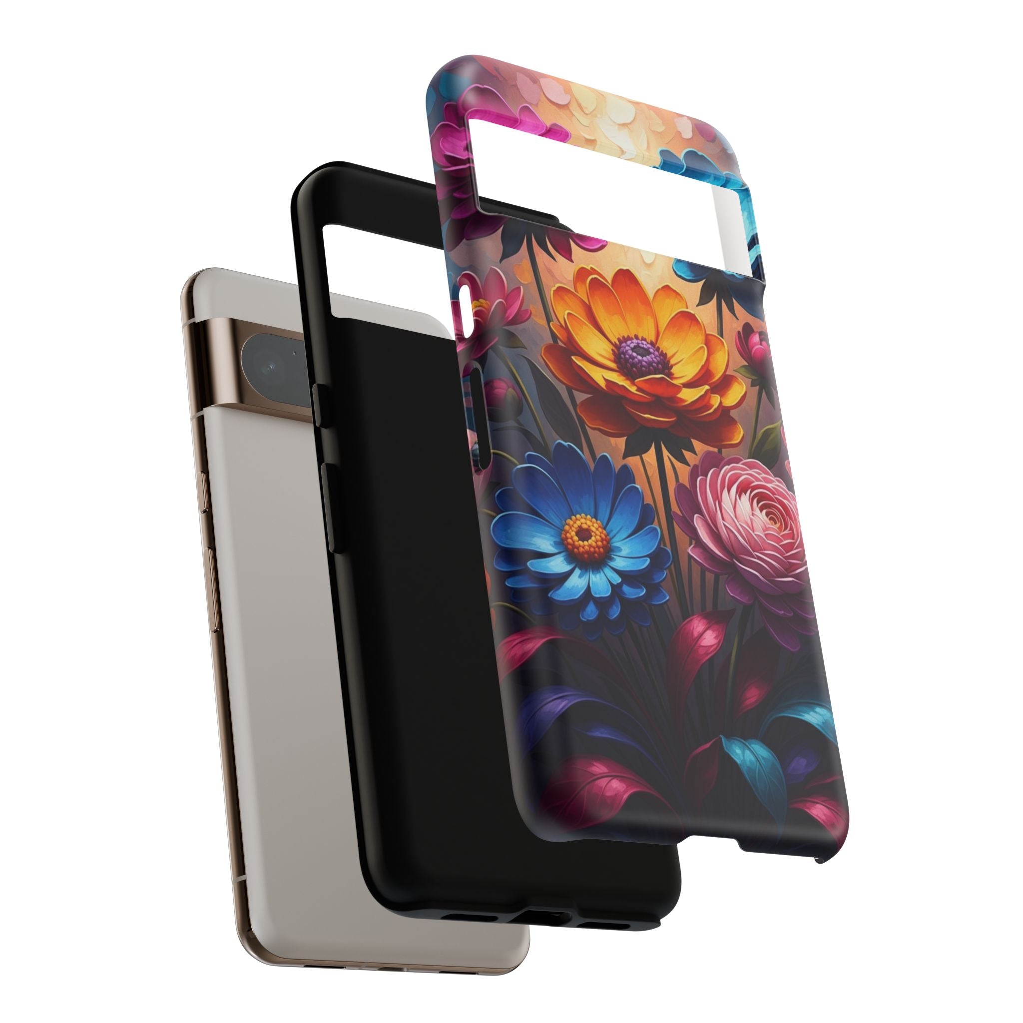 Floral Sunset Tough Phone Case — Vibrant Bloom Protective Cover