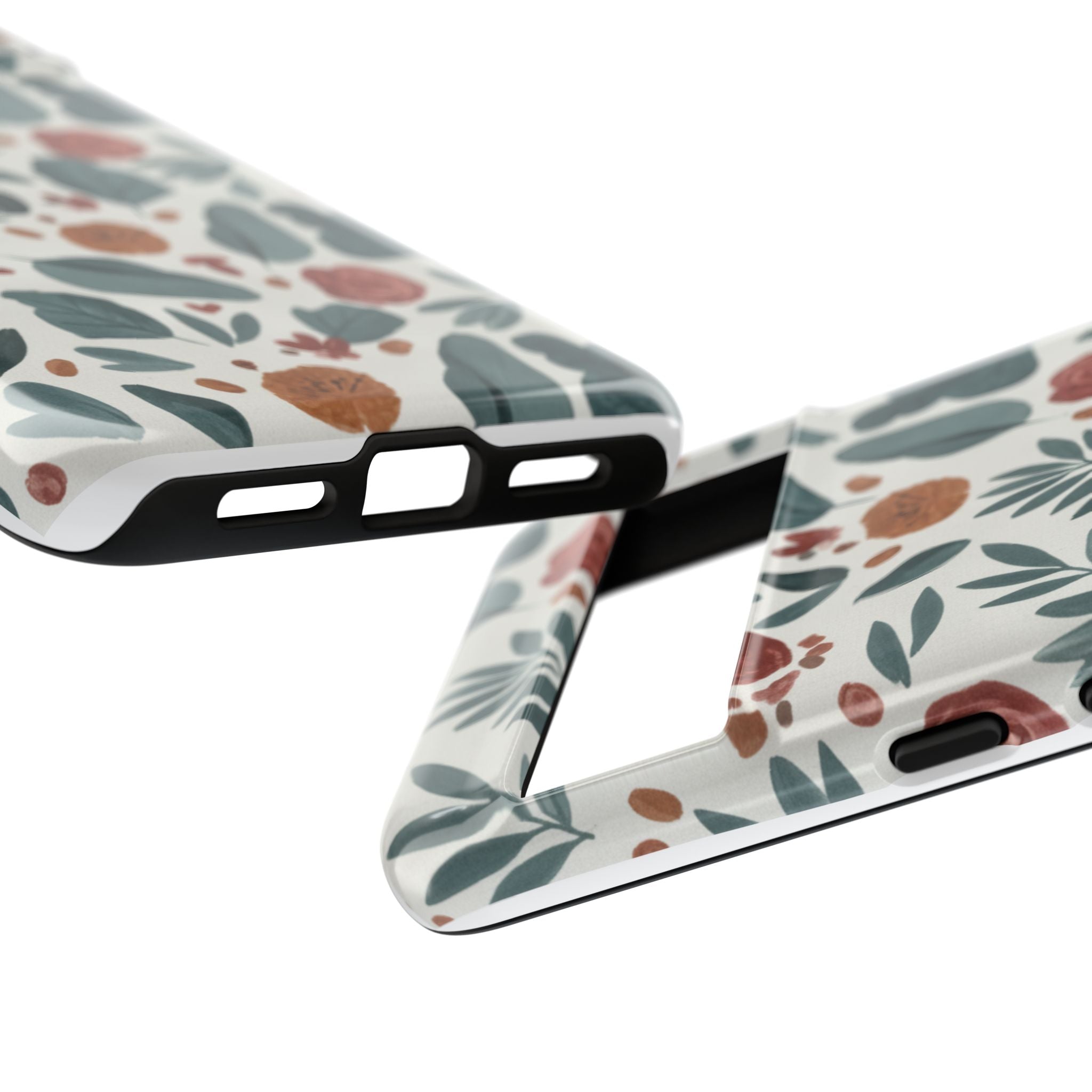 Floral Leaf Pattern Tough Phone Case — Protective Botanical iPhone Cover