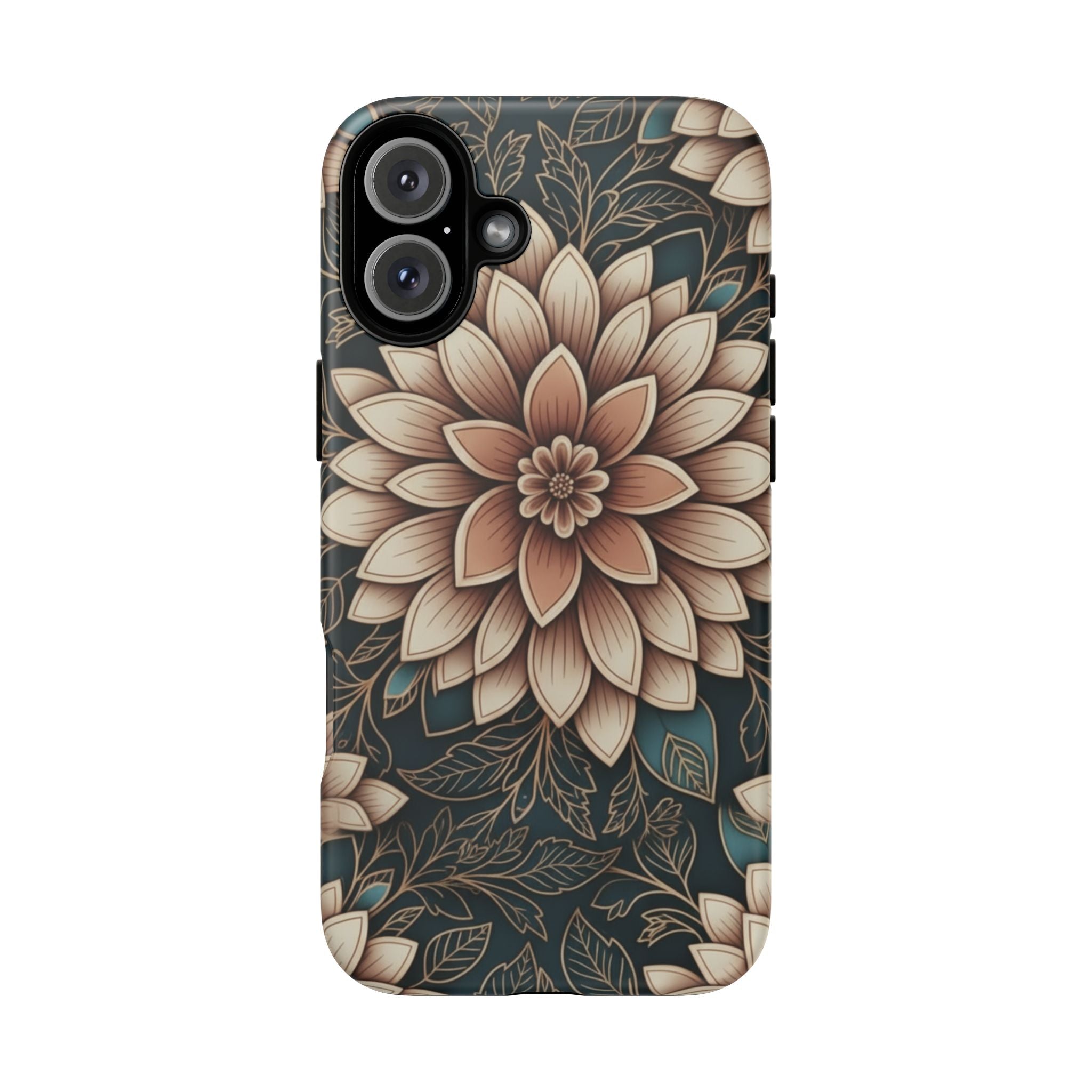 Floral Mandala Tough Phone Case - Boho Dahlia Protective Cover