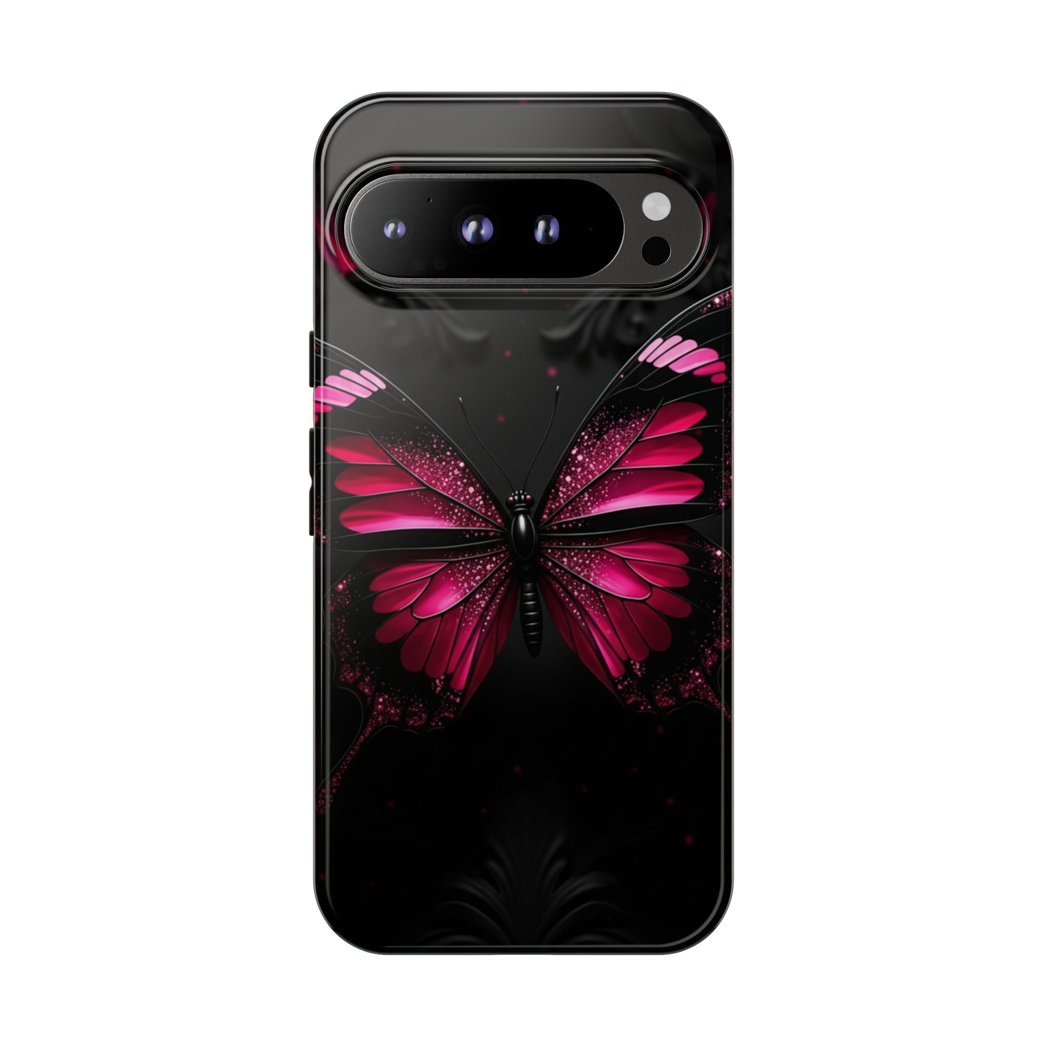 Pink Butterfly Tough Phone Case - Shockproof Protective iPhone Cover